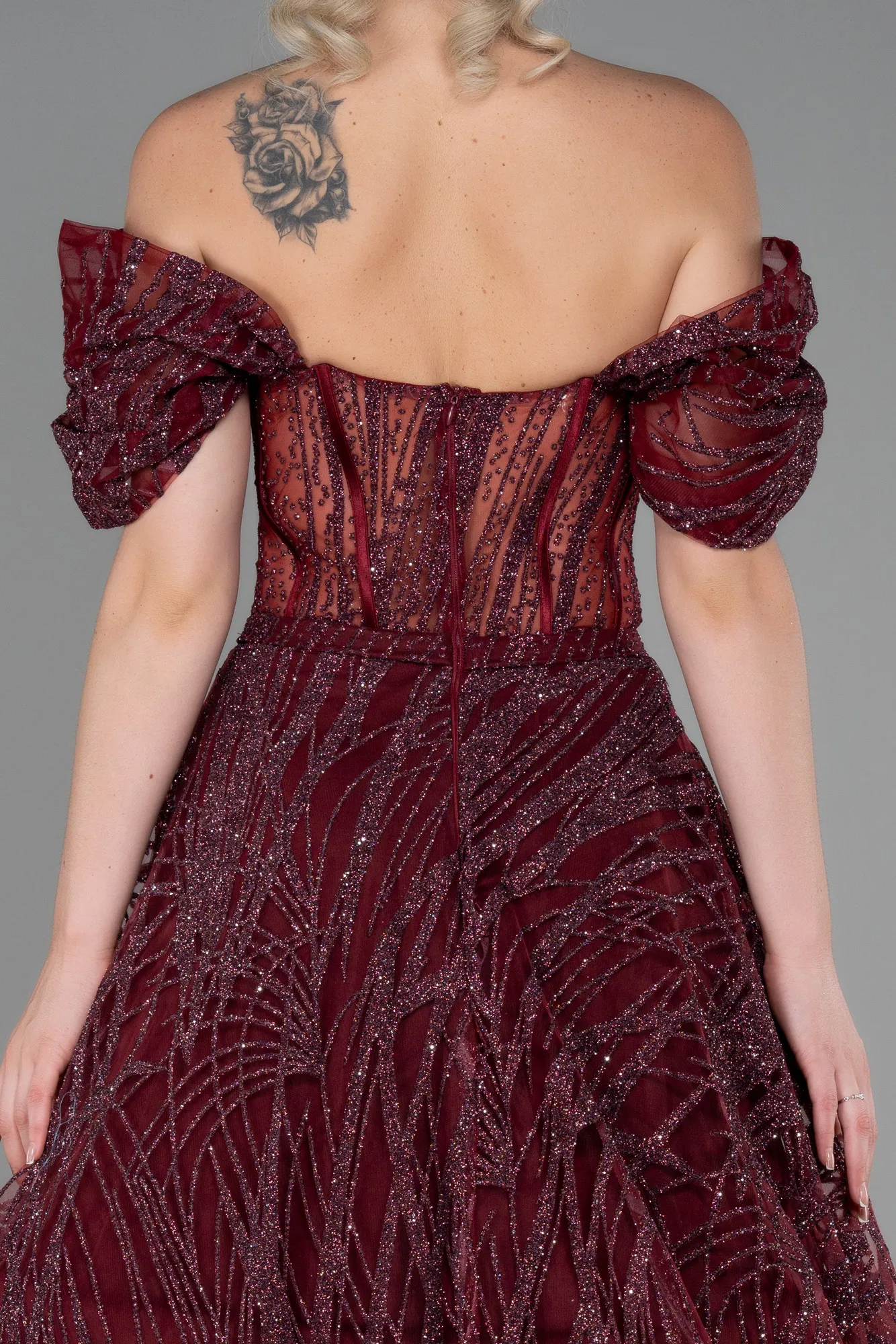 Burgundy-Long Evening Dress ABU3261
