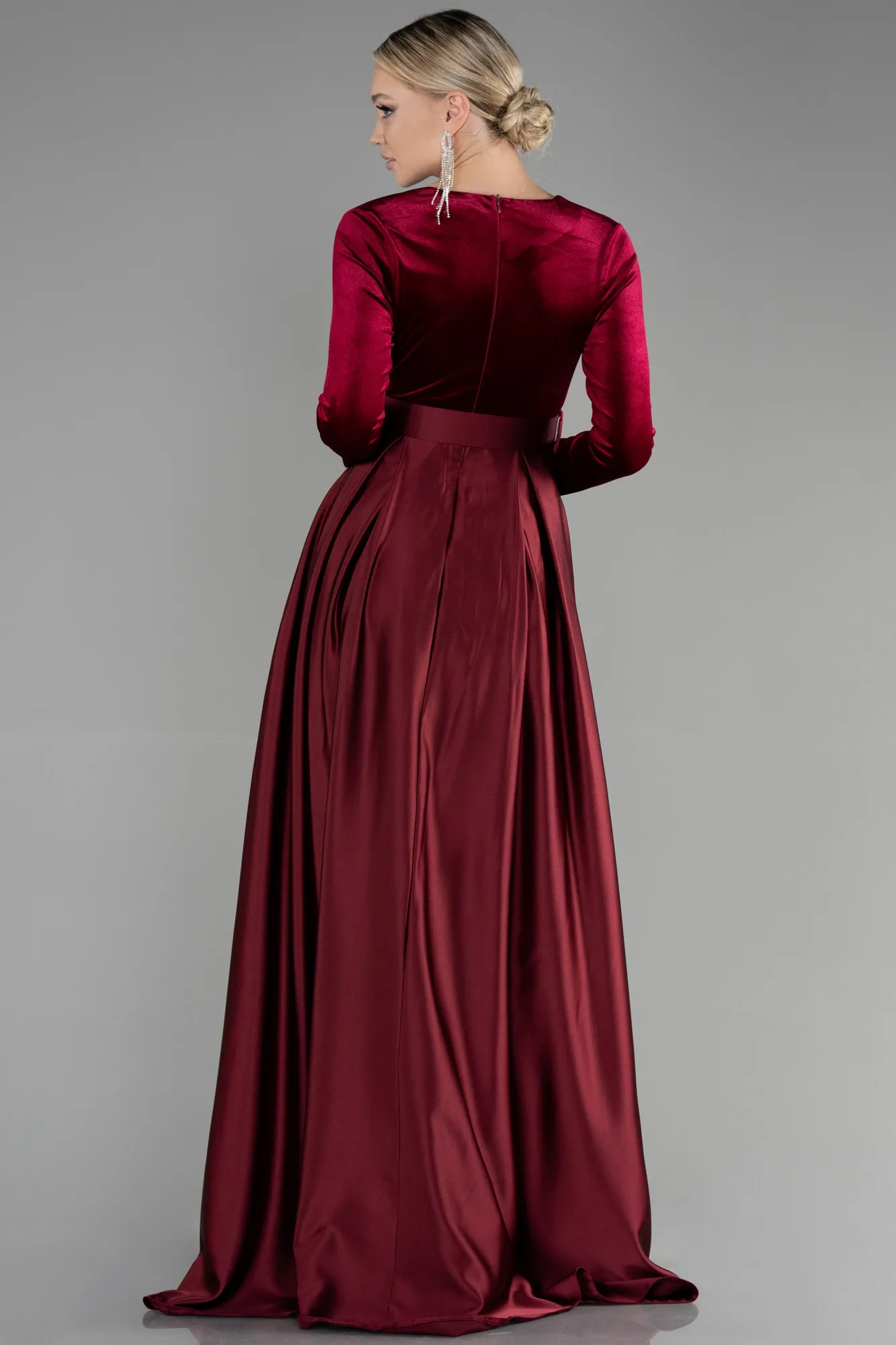 Burgundy-Long Evening Dress ABU3388