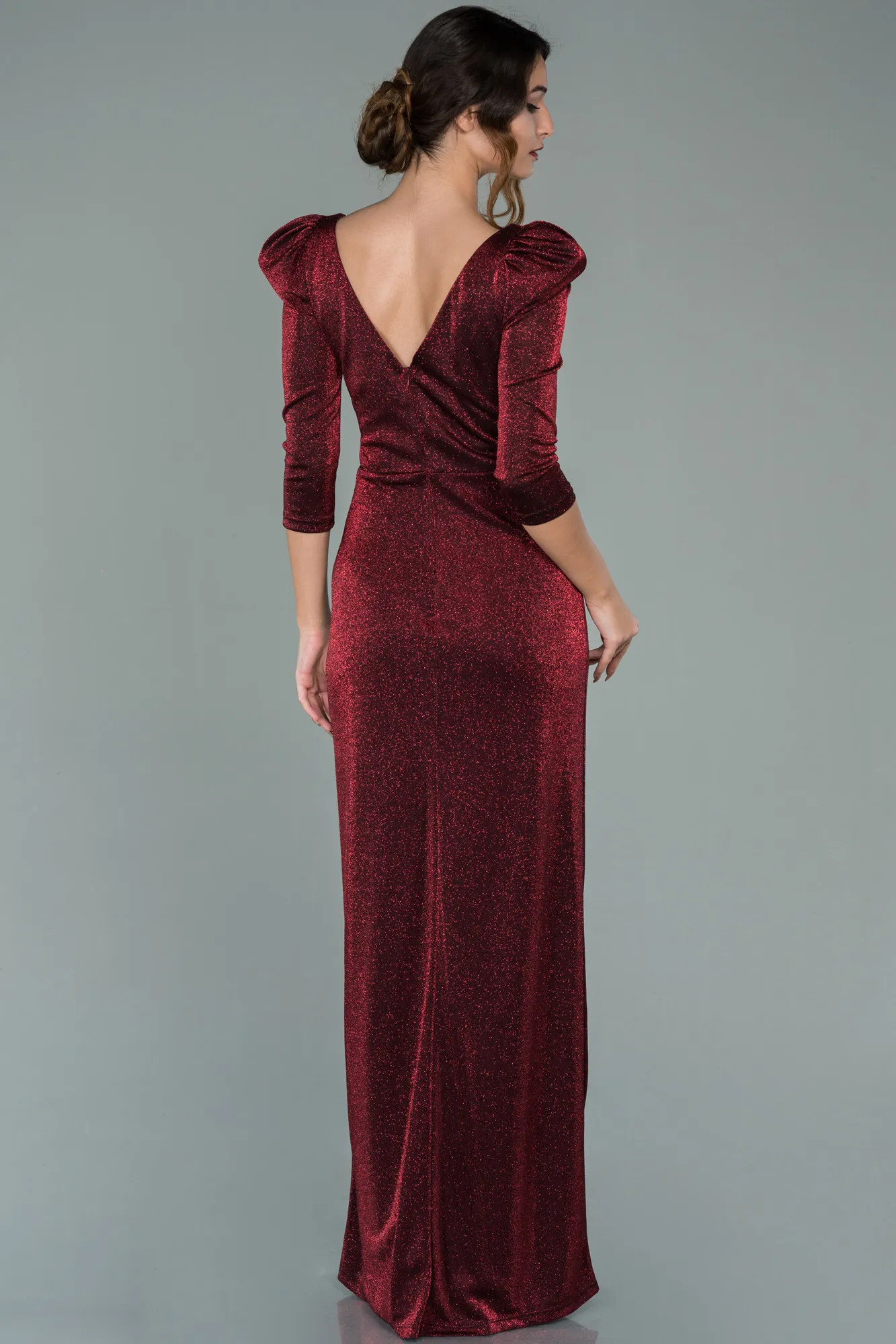 Burgundy-Long Evening Dress ABU3445
