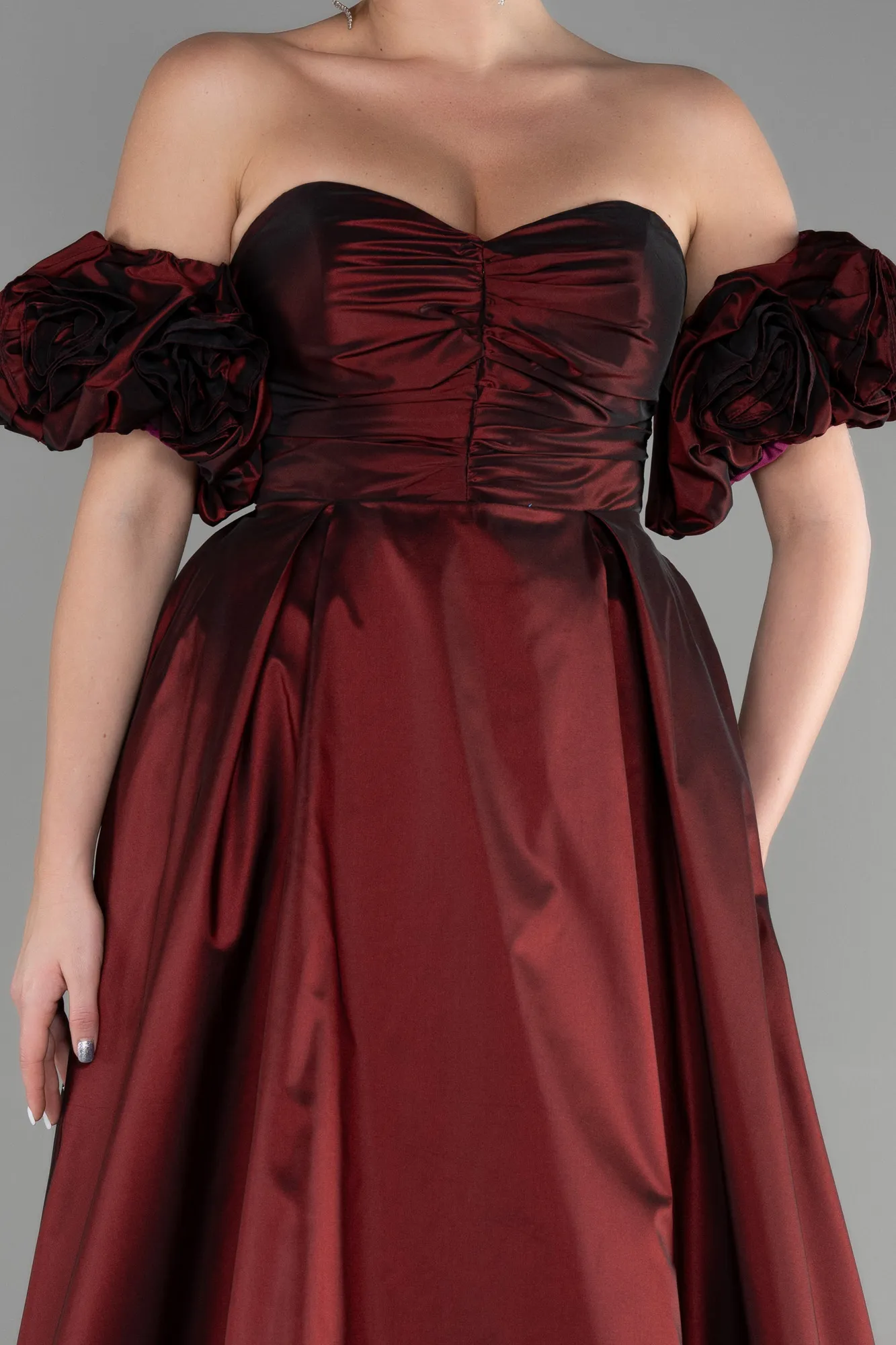 Burgundy-Long Evening Dress ABU3547