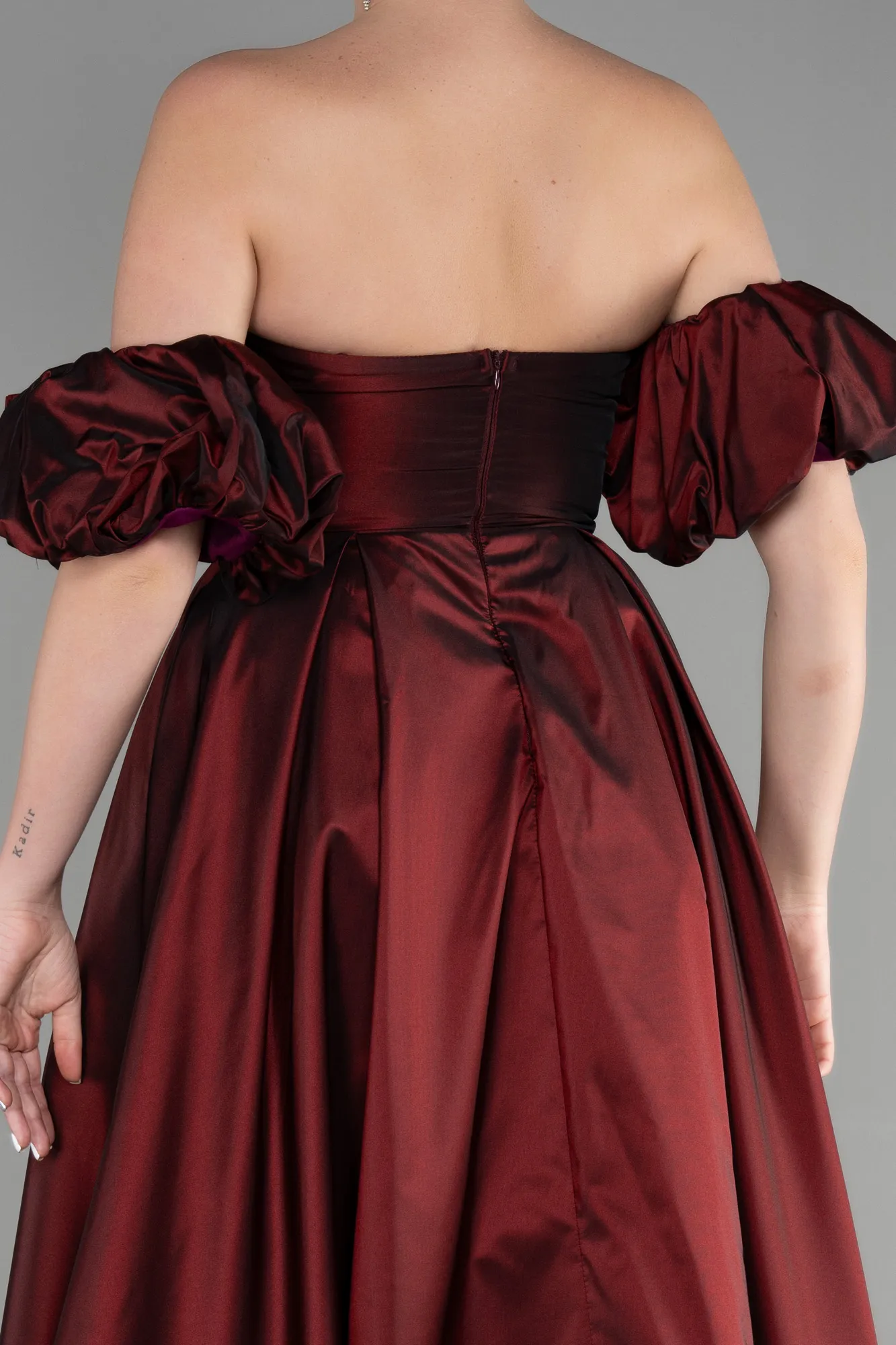 Burgundy-Long Evening Dress ABU3547