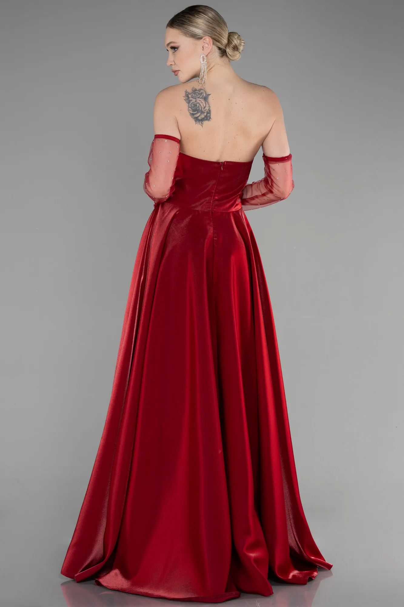 Burgundy-Long Evening Dress ABU3604