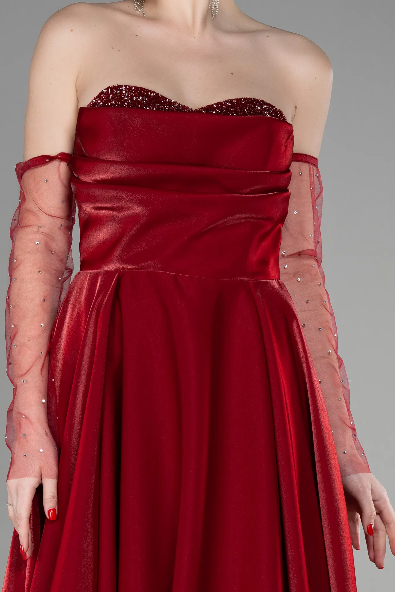 Burgundy-Long Evening Dress ABU3604