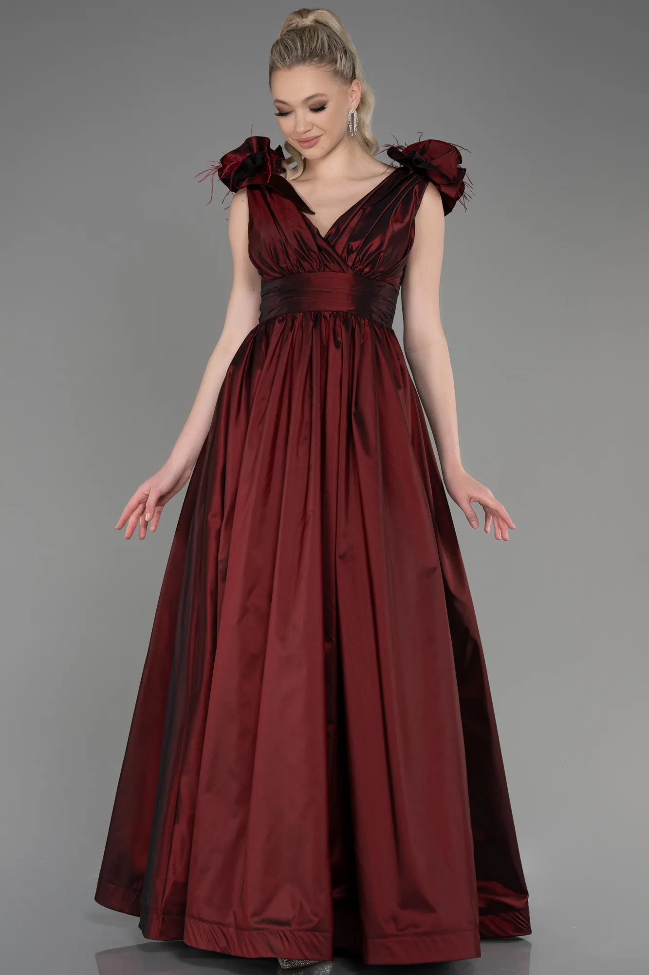 Burgundy-Long Evening Dress ABU3607