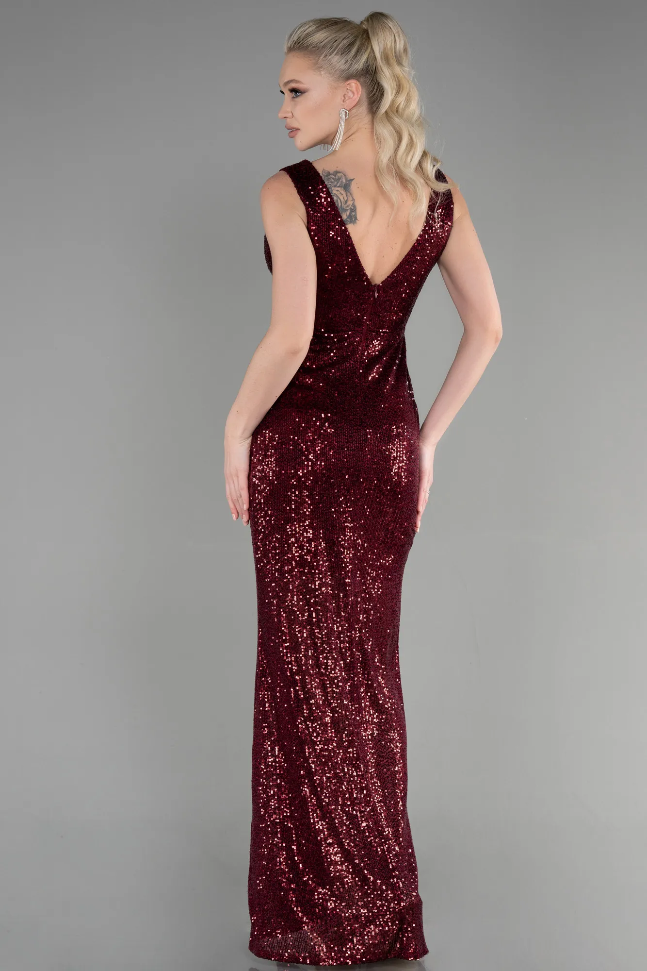 Burgundy-Long Evening Dress ABU3636