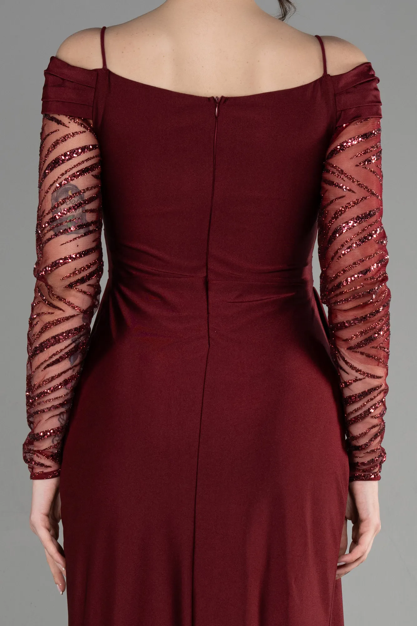 Burgundy-Long Evening Dress ABU3656