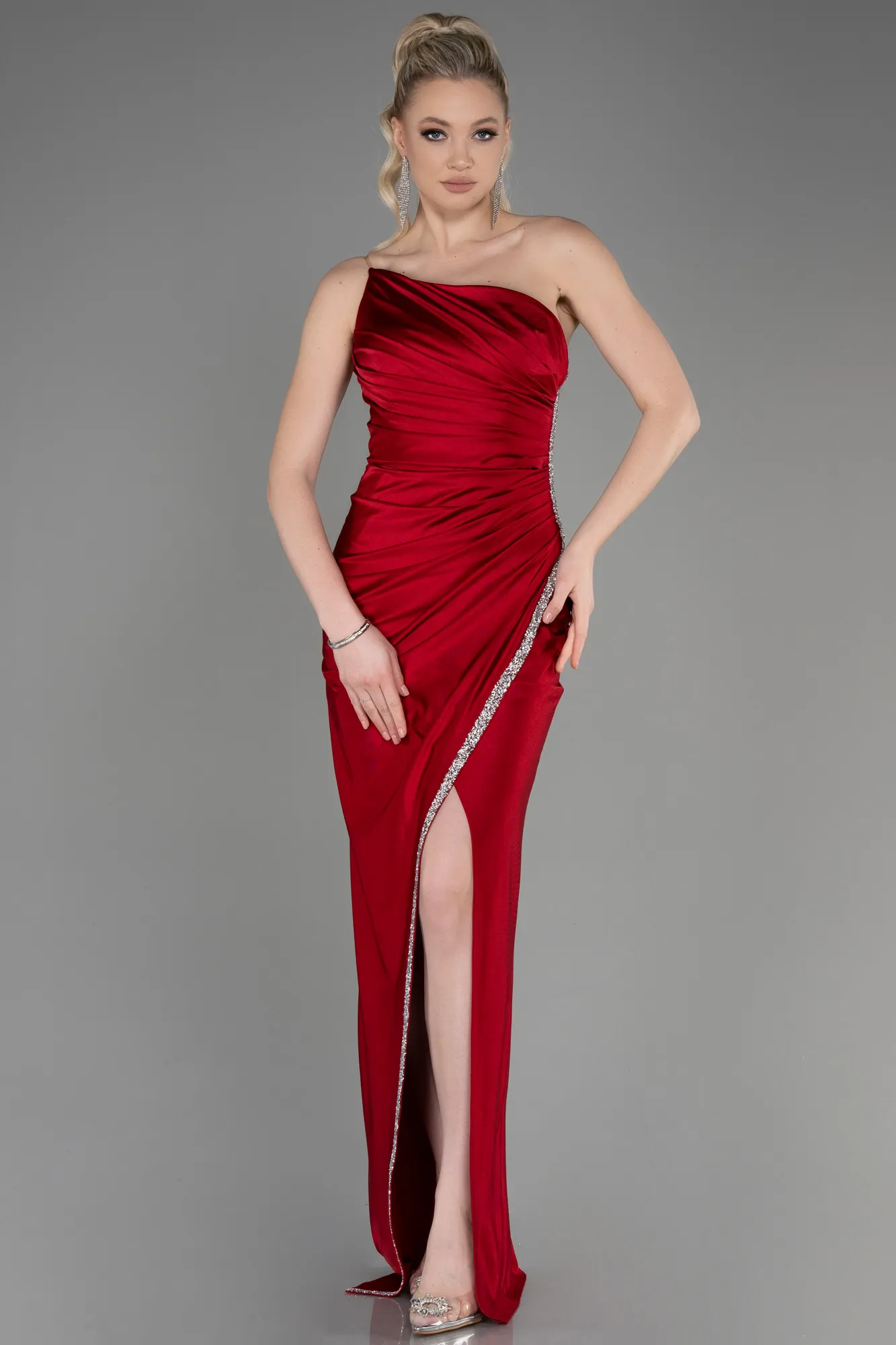 Burgundy-Long Evening Dress ABU3764