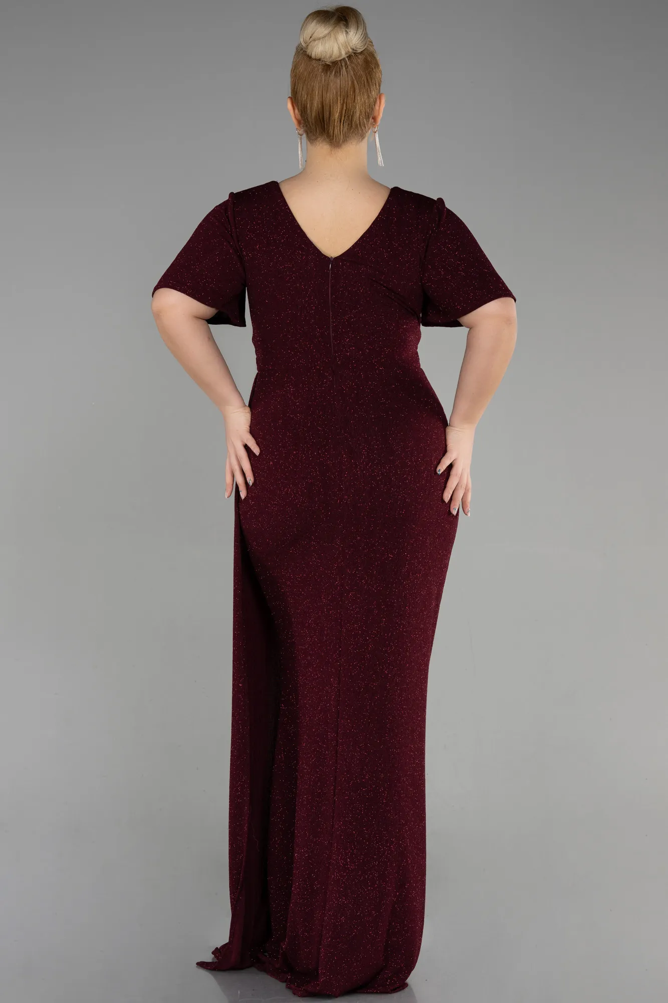 Burgundy-Long Formal Plus Size Dress ABU3645