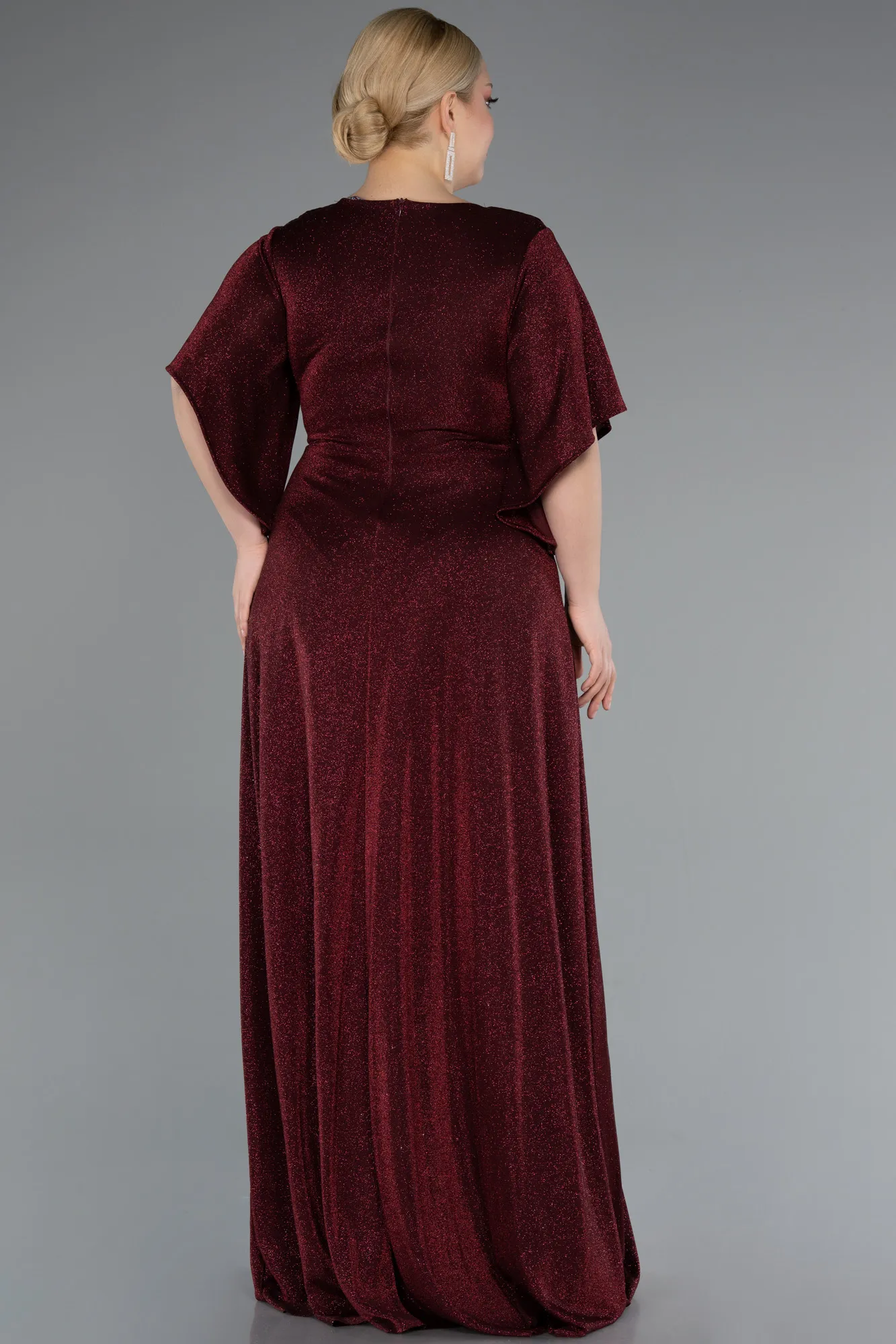 Burgundy-Long Formal Plus Size Dress ABU4914