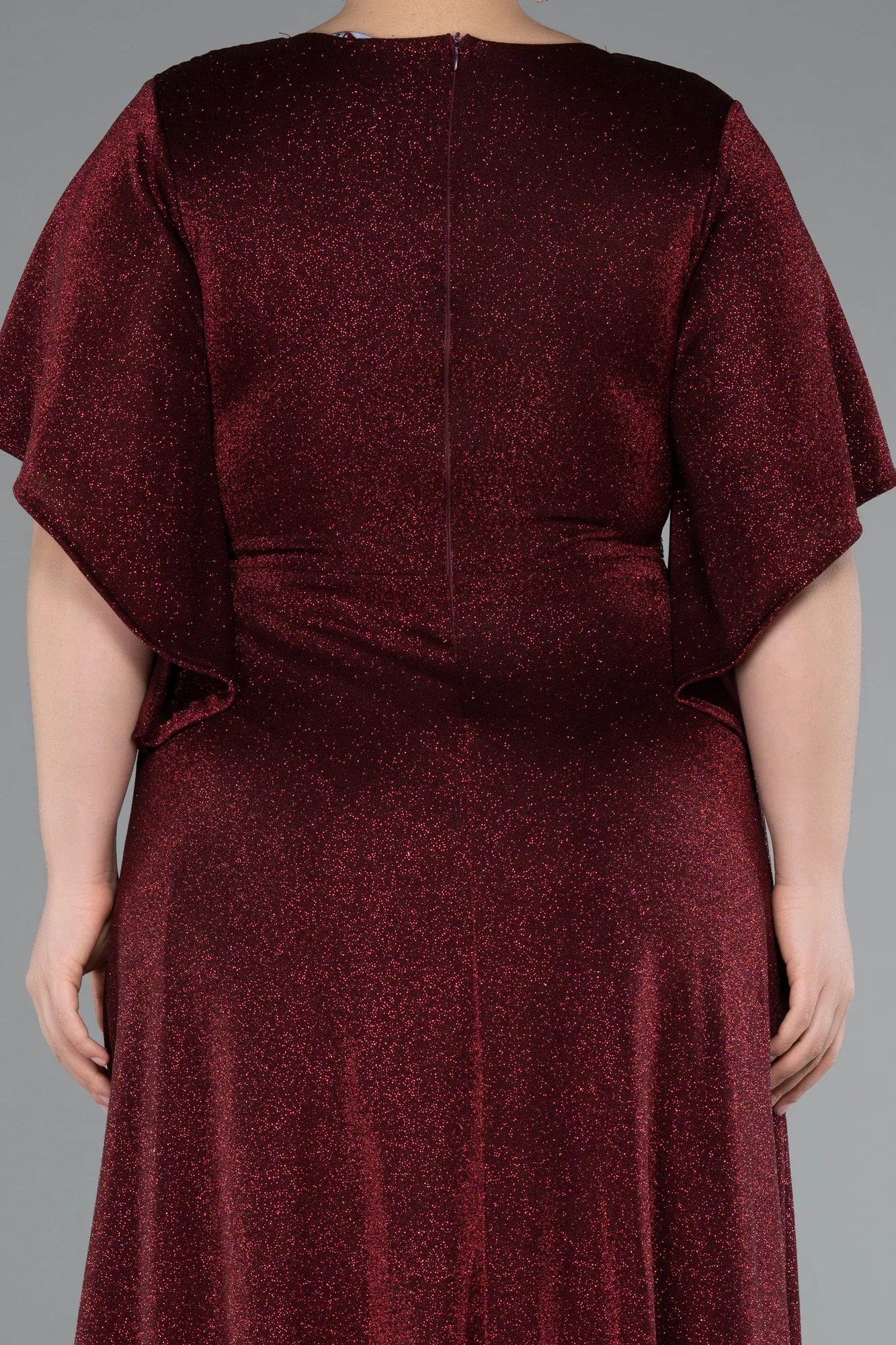 Burgundy-Long Formal Plus Size Dress ABU4914