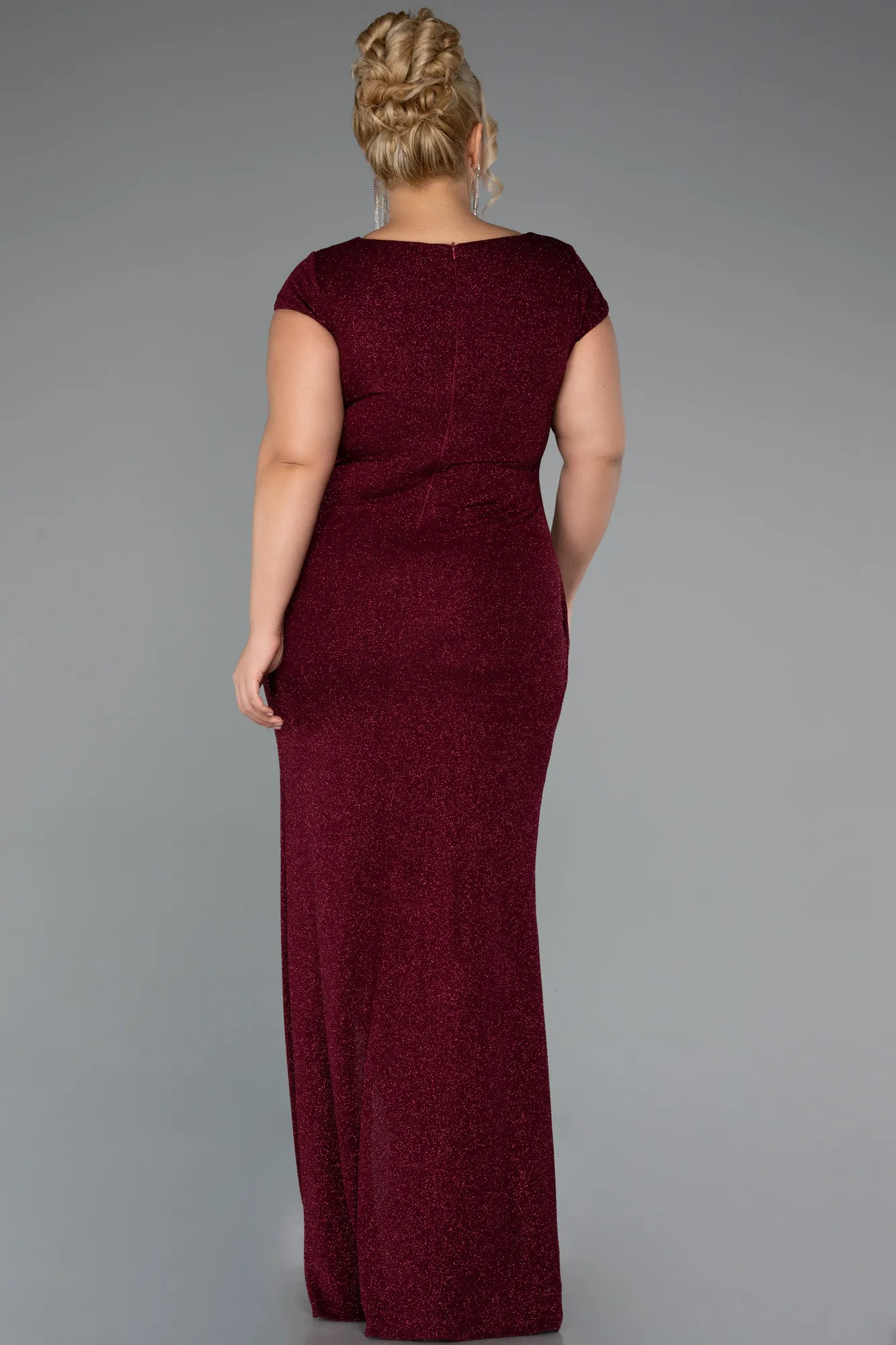 Burgundy-Long Formal Plus Size Dress ABU5317