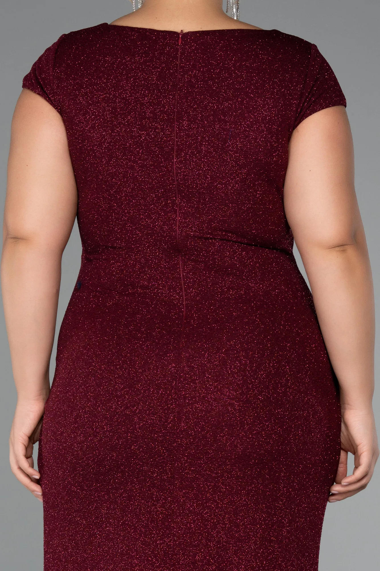 Burgundy-Long Formal Plus Size Dress ABU5317