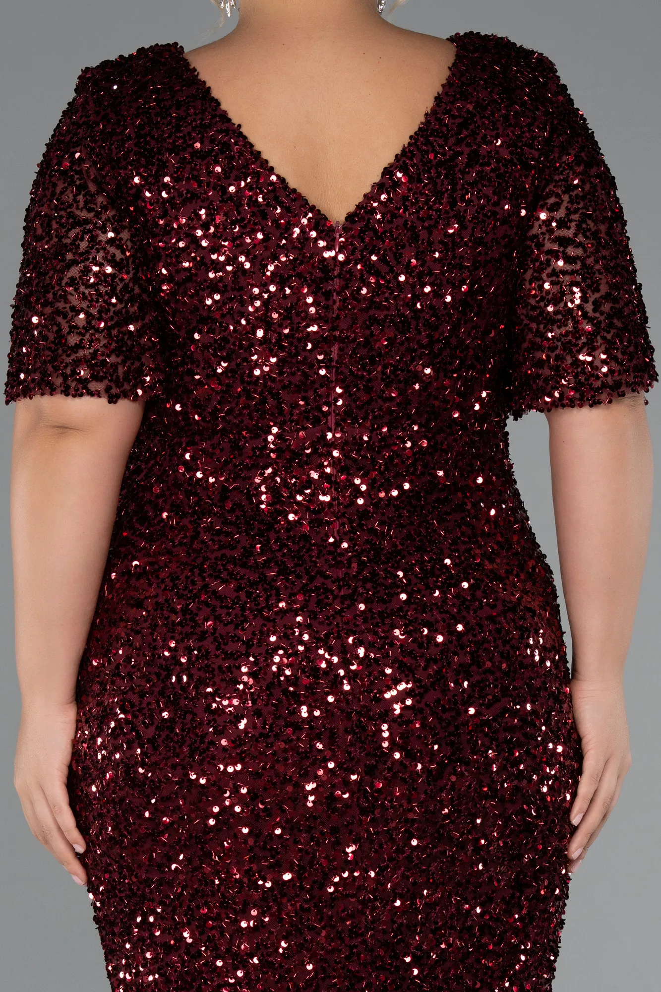 Burgundy-Long Formal Plus Size Dress ABU5318