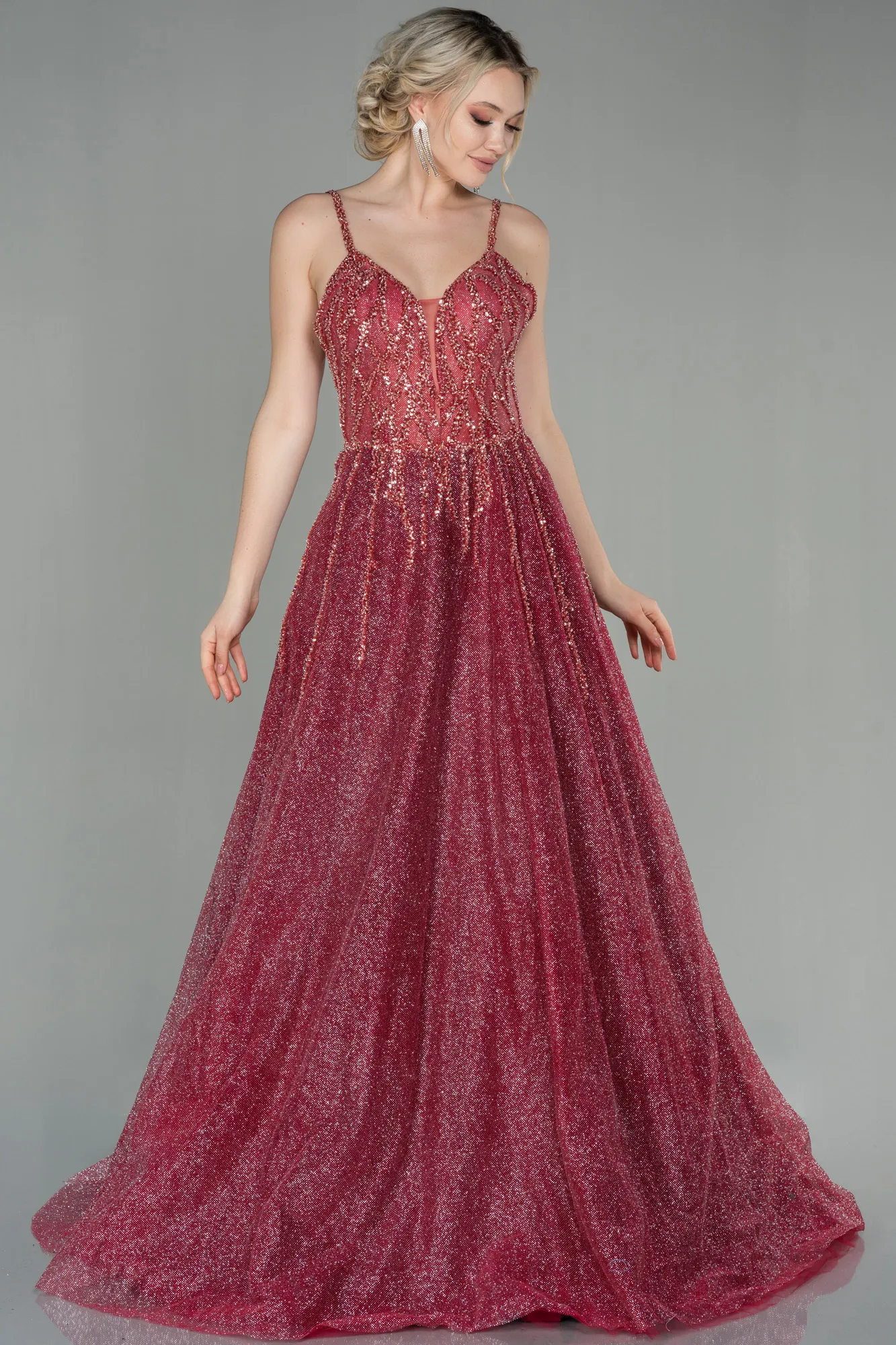 Burgundy-Long Haute Couture ABU2057