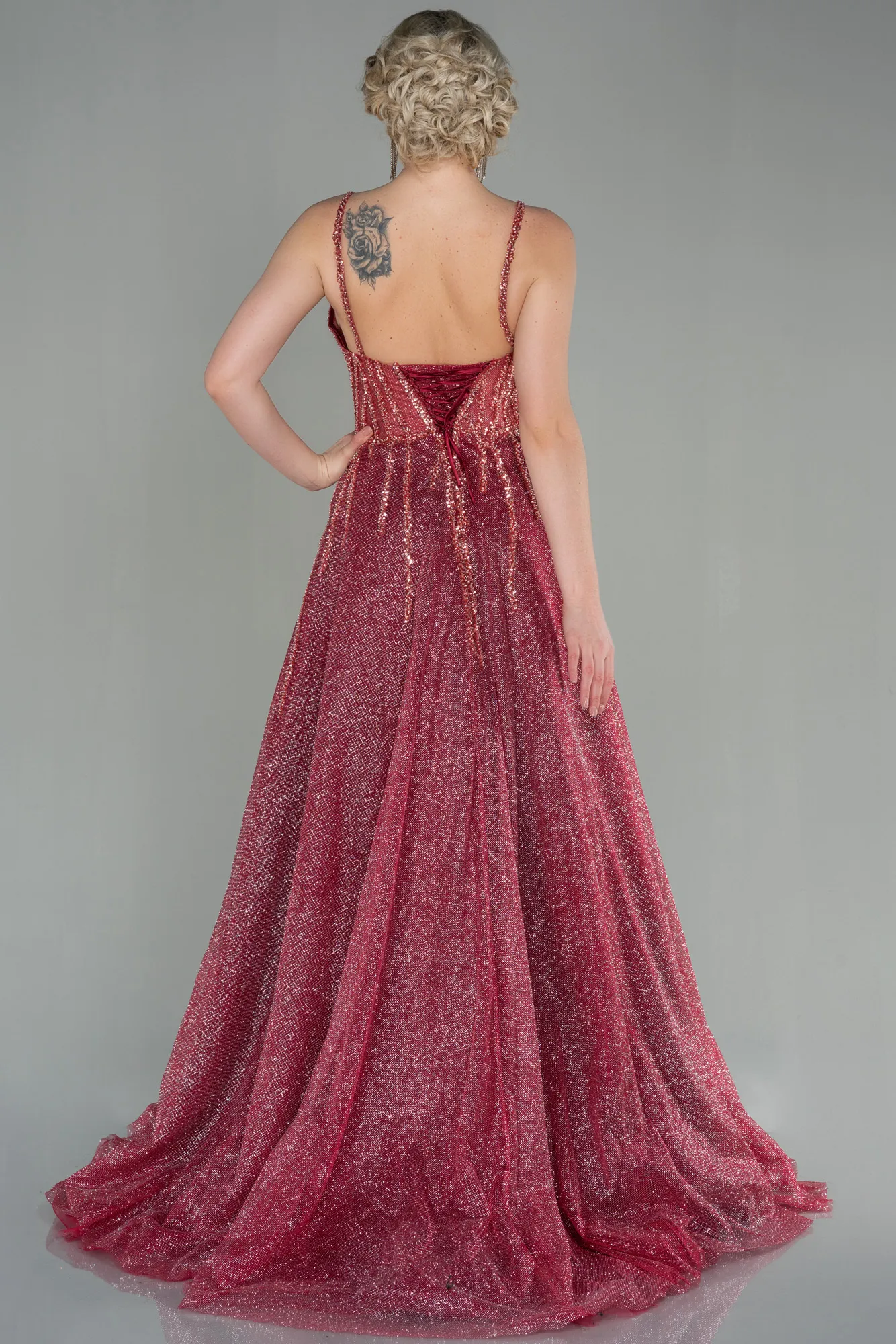 Burgundy-Long Haute Couture ABU2057