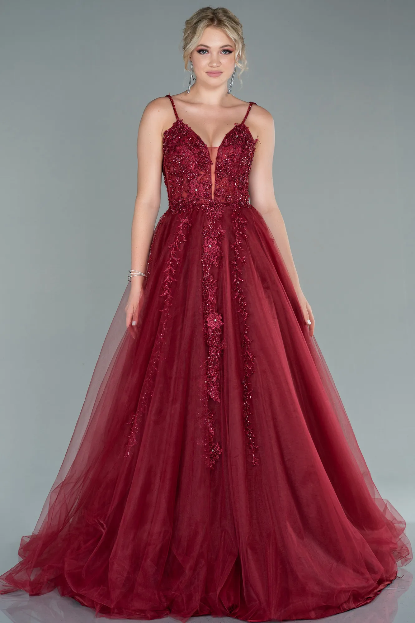 Burgundy-Long Haute Couture ABU2092