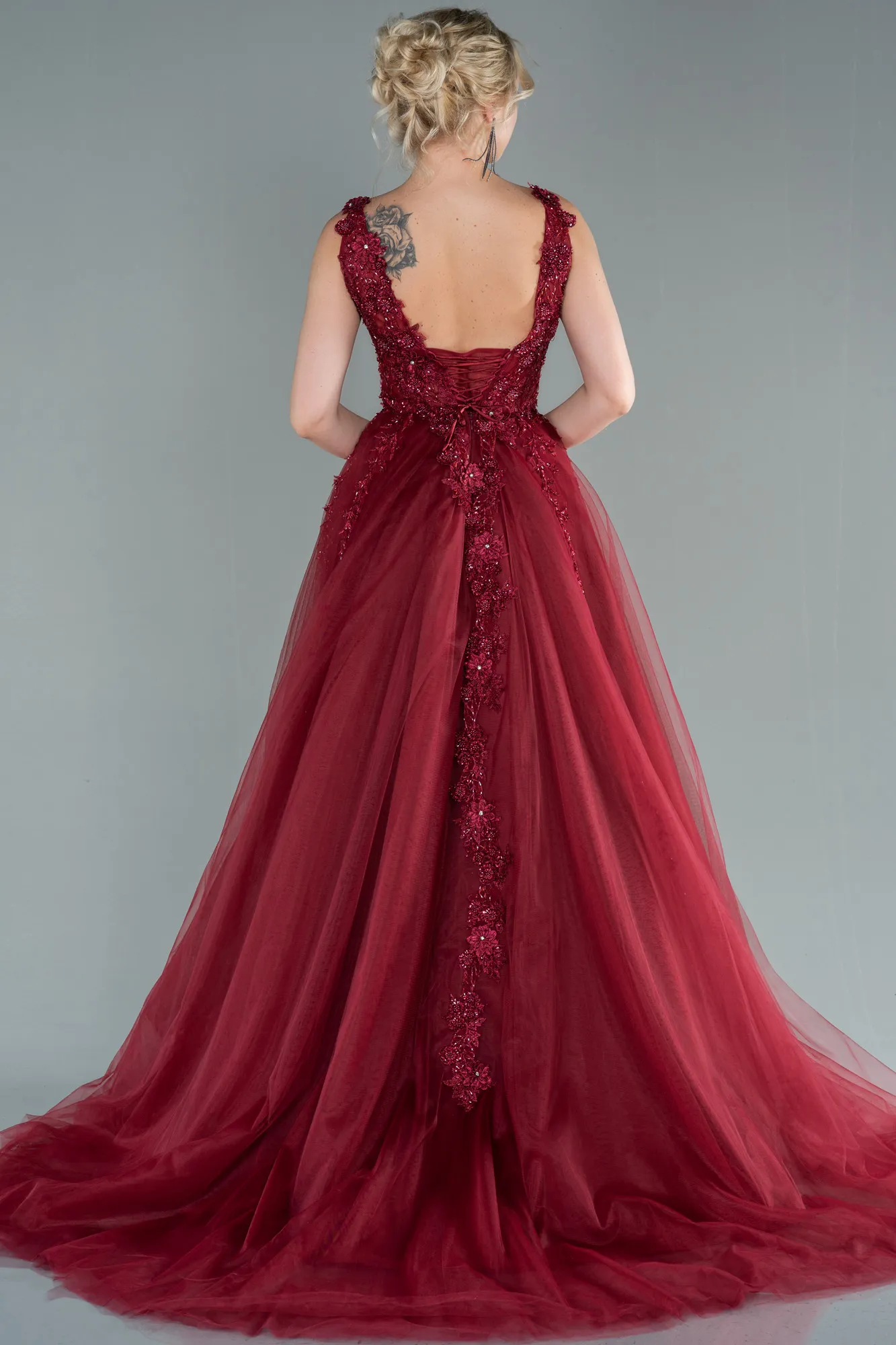 Burgundy-Long Haute Couture ABU2092