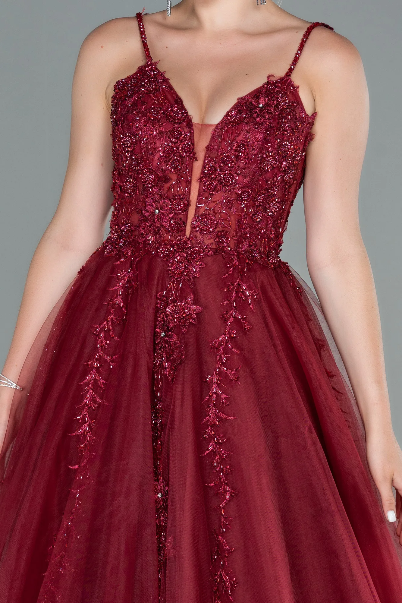 Burgundy-Long Haute Couture ABU2092