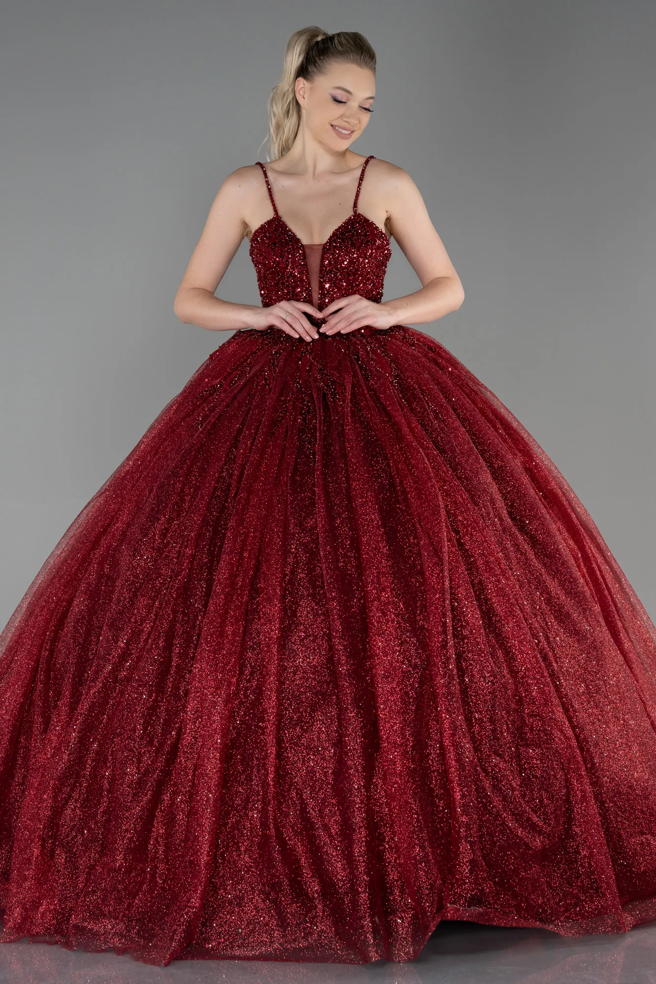 Burgundy-Long Haute Couture ABU2138