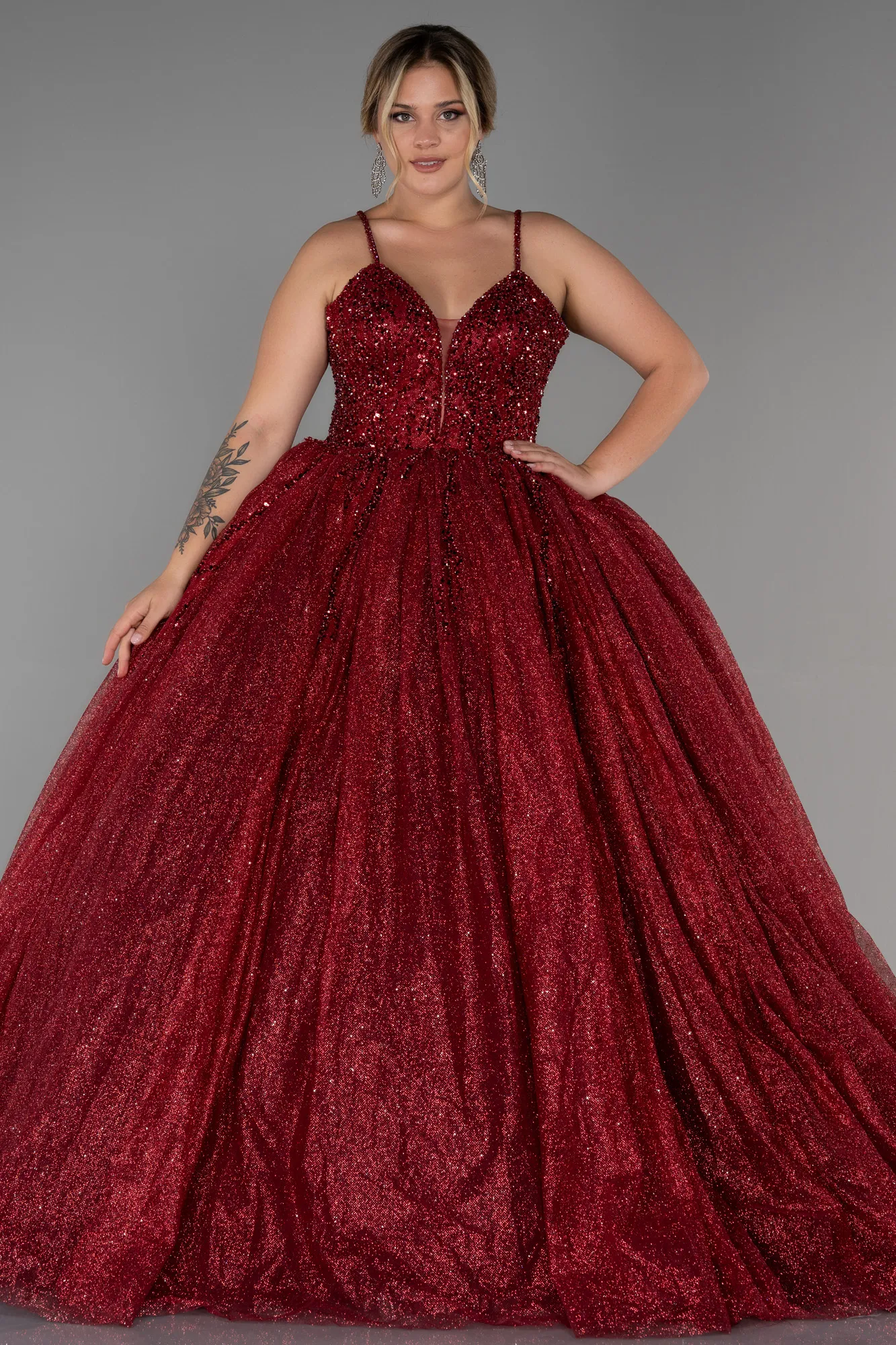Burgundy-Long Haute Couture ABU2157