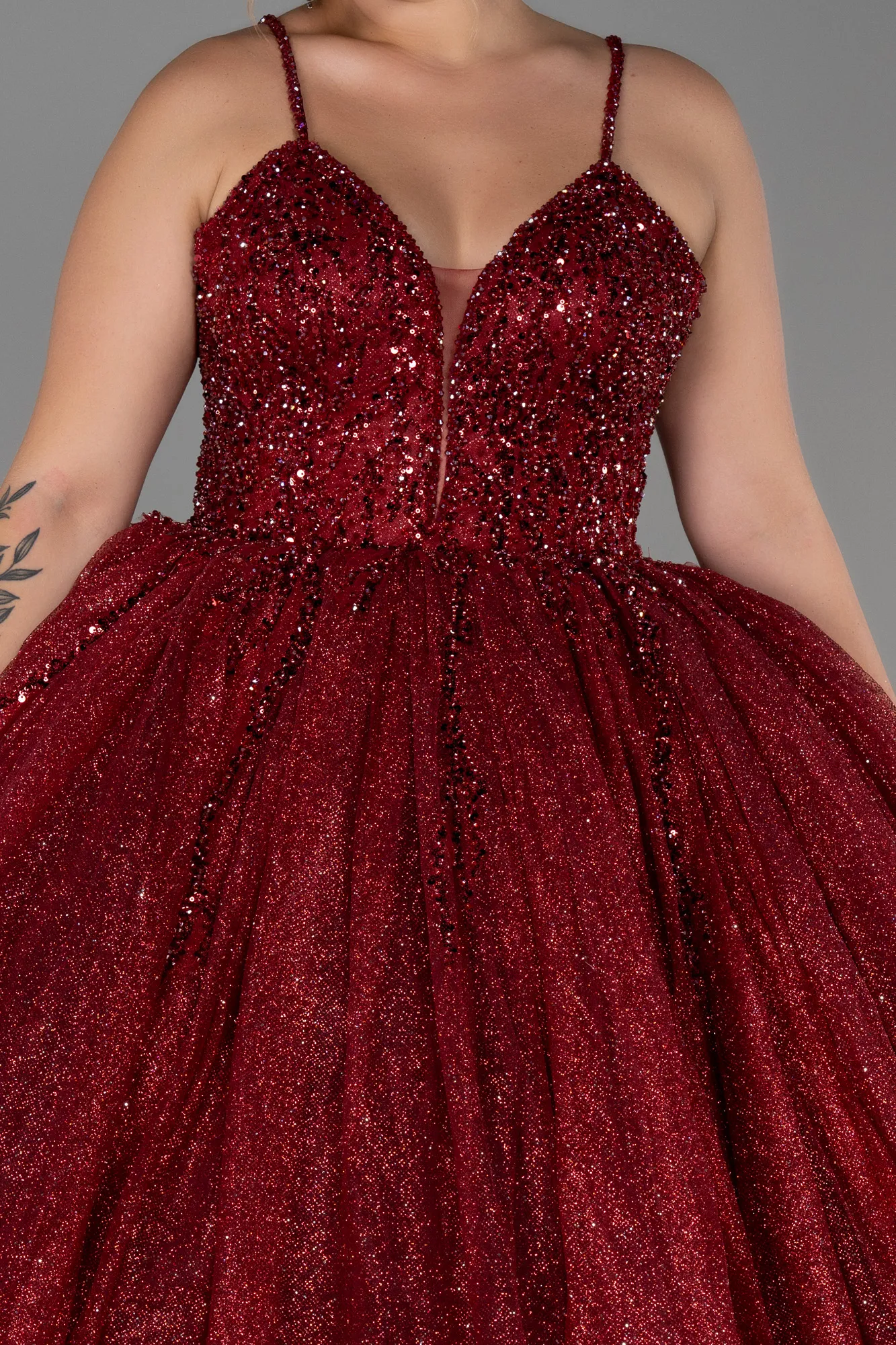 Burgundy-Long Haute Couture ABU2157