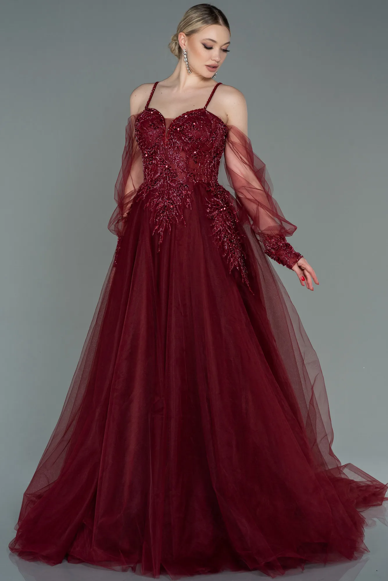 Burgundy-Long Haute Couture ABU2789