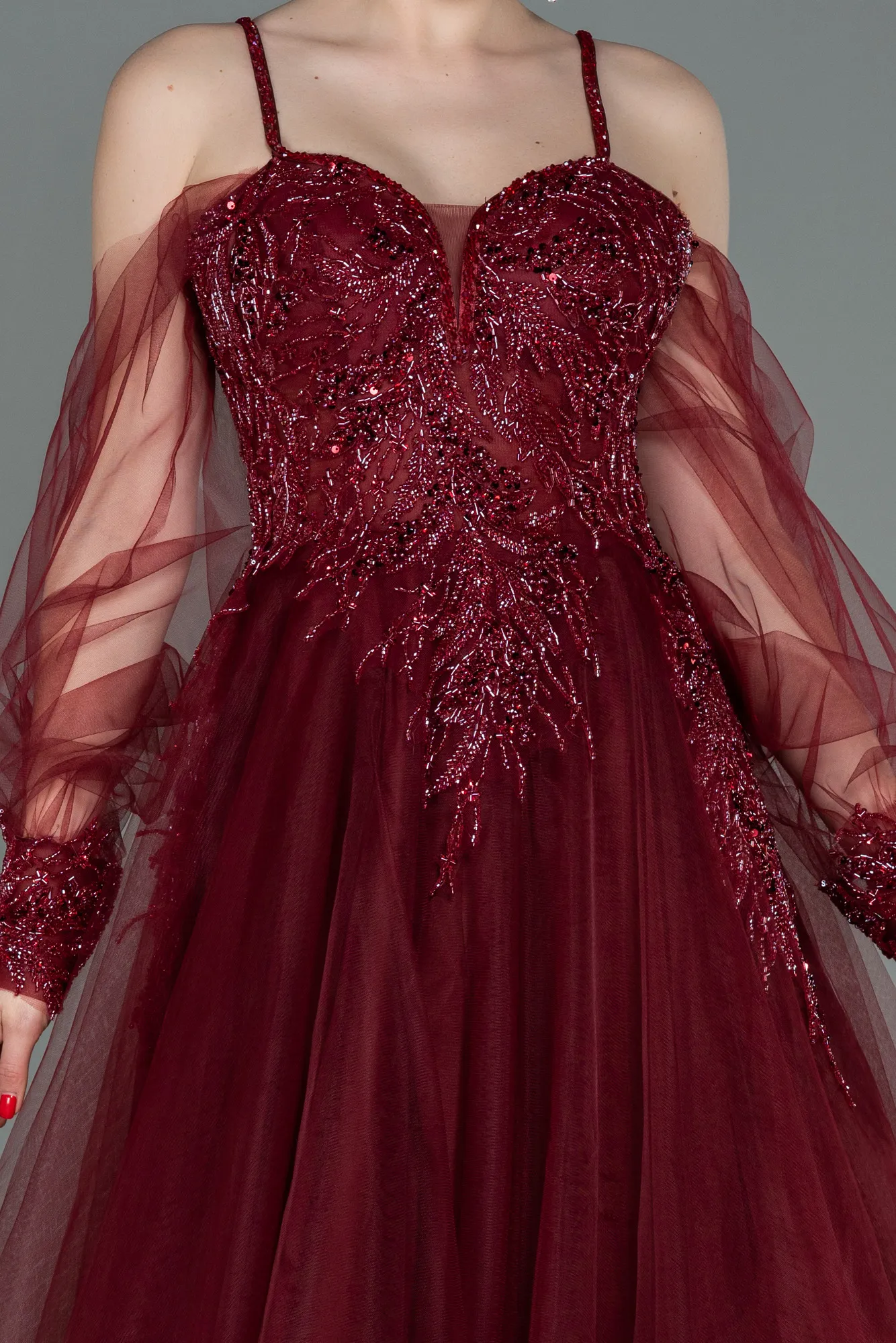 Burgundy-Long Haute Couture ABU2789