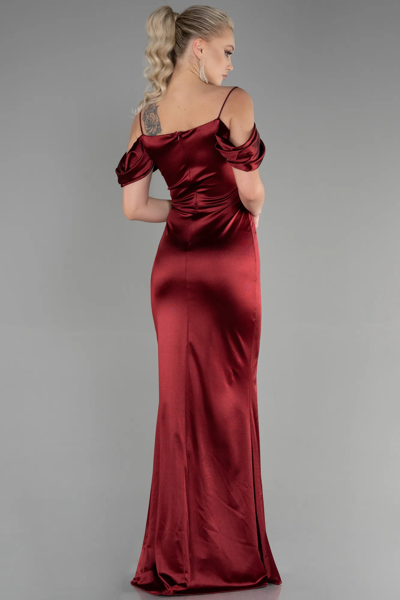 Burgundy-Long Mermaid Evening Dress ABU3241
