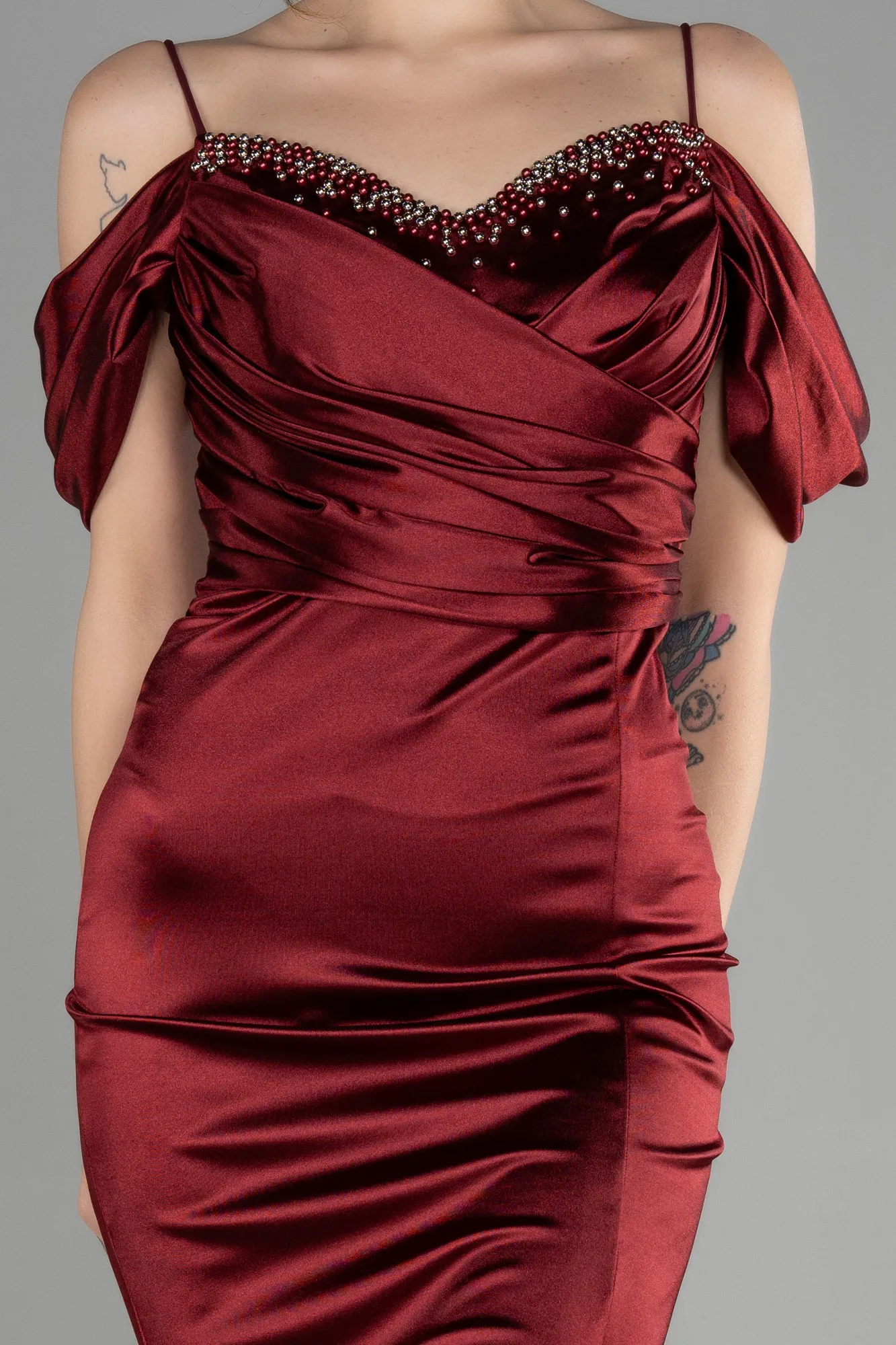 Burgundy-Long Mermaid Evening Dress ABU3419