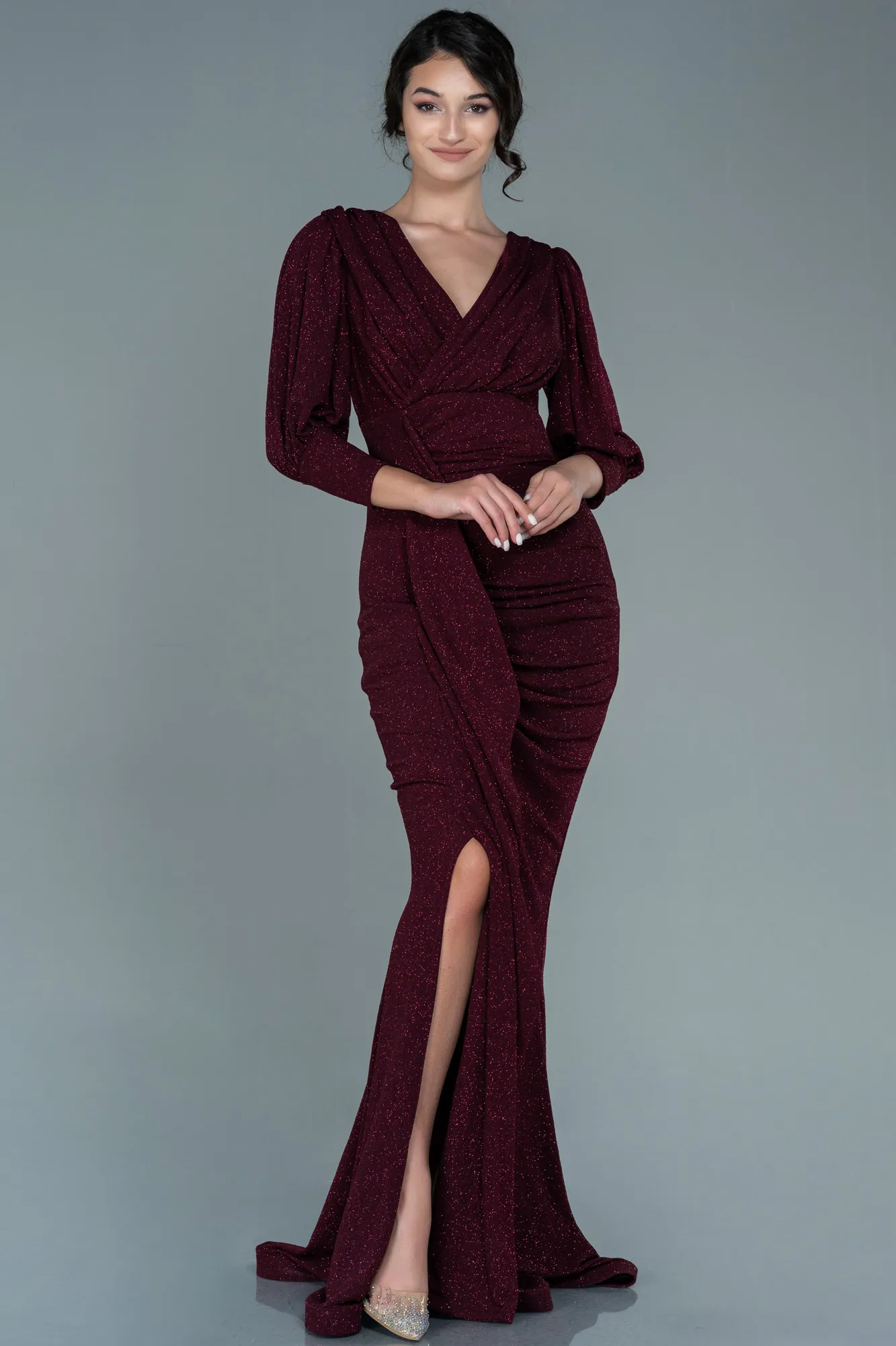 Burgundy-Long Mermaid Prom Dress ABU2619