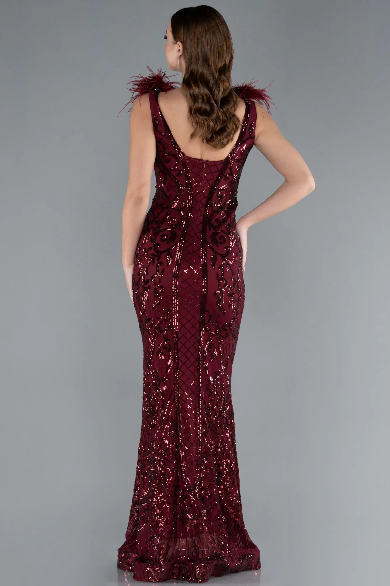 Burgundy-Long Mermaid Prom Dress ABU3669