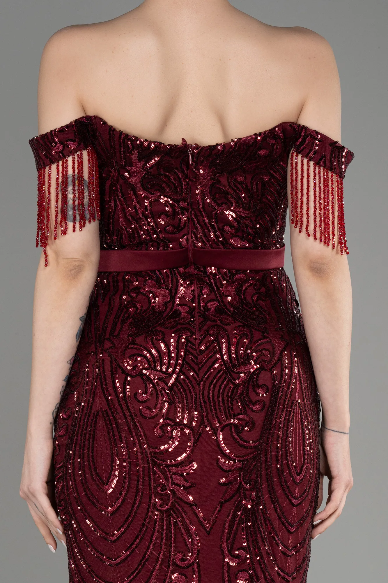 Burgundy-Long Mermaid Prom Dress ABU3783