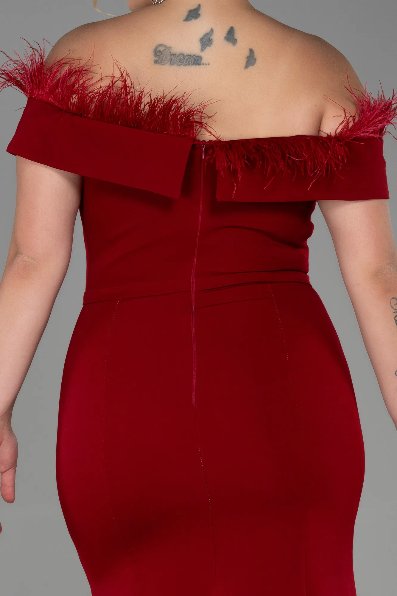 Burgundy-Long Oversized Evening Dress ABU1459