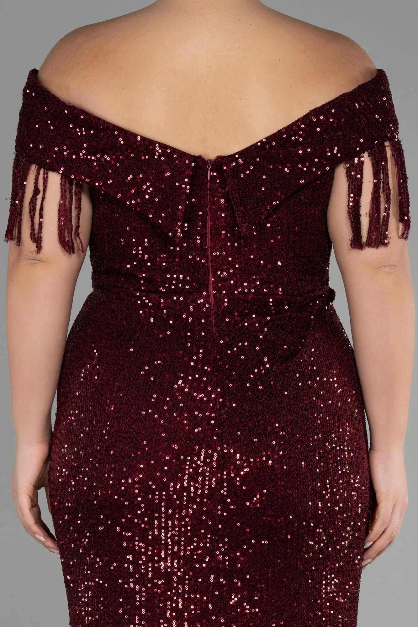 Burgundy-Long Oversized Evening Dress ABU1745