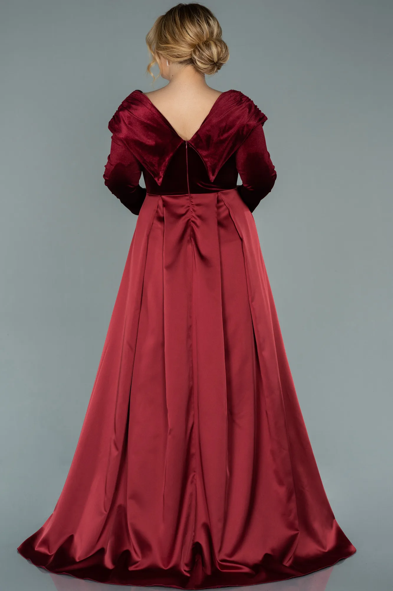 Burgundy-Long Oversized Evening Dress ABU2084