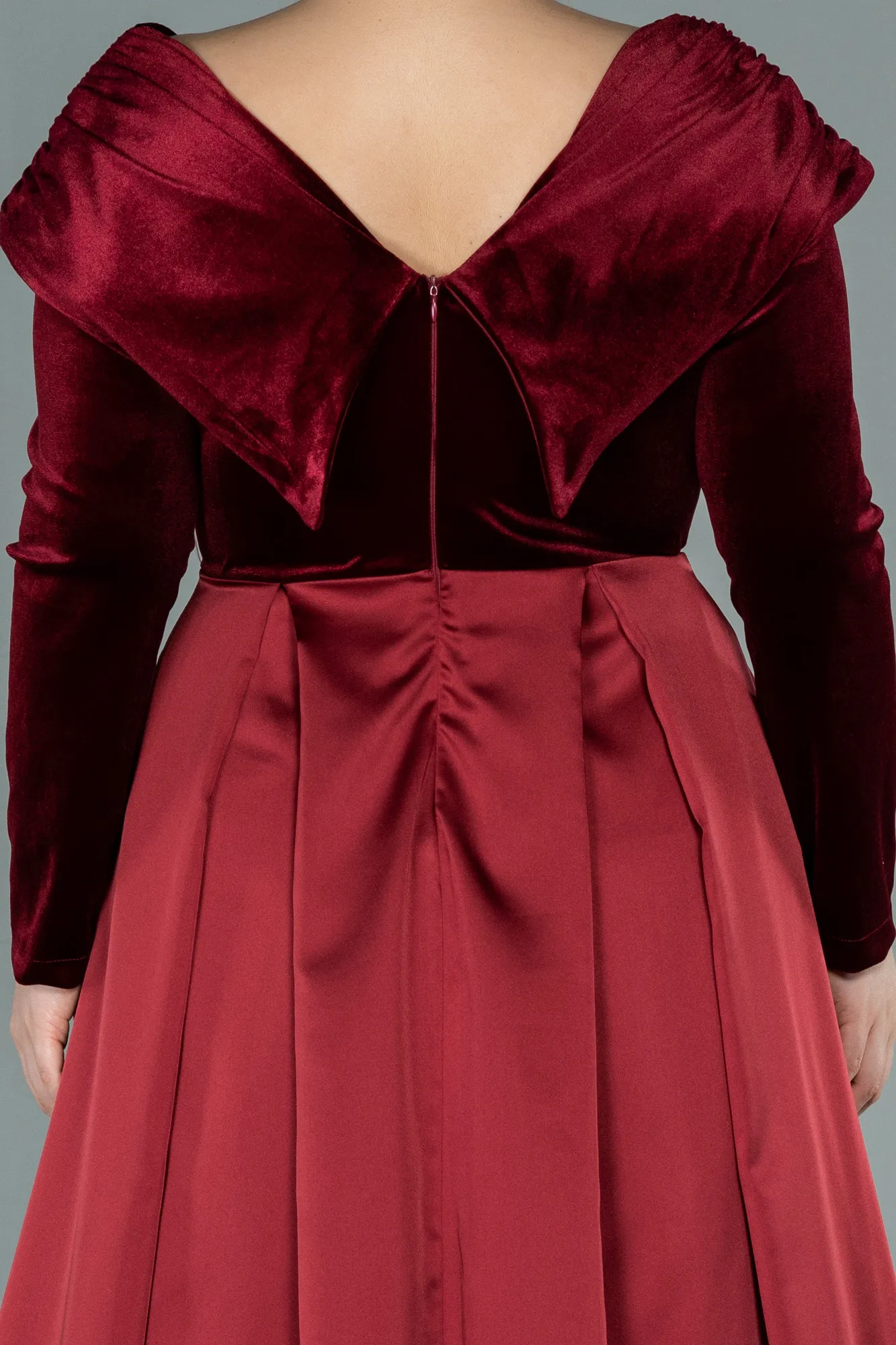 Burgundy-Long Oversized Evening Dress ABU2084