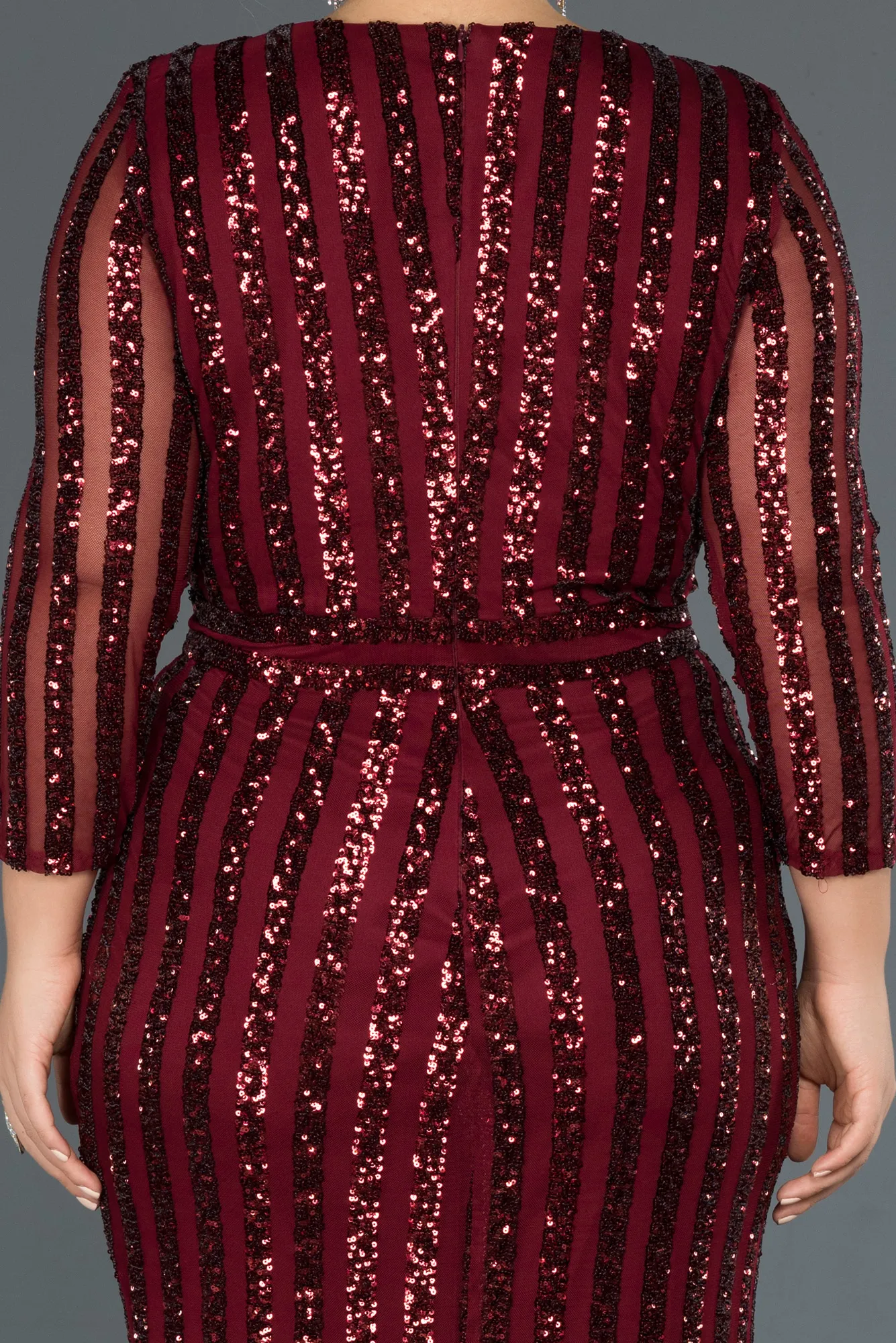 Burgundy-Long Oversized Mermaid Evening Dress ABU1043