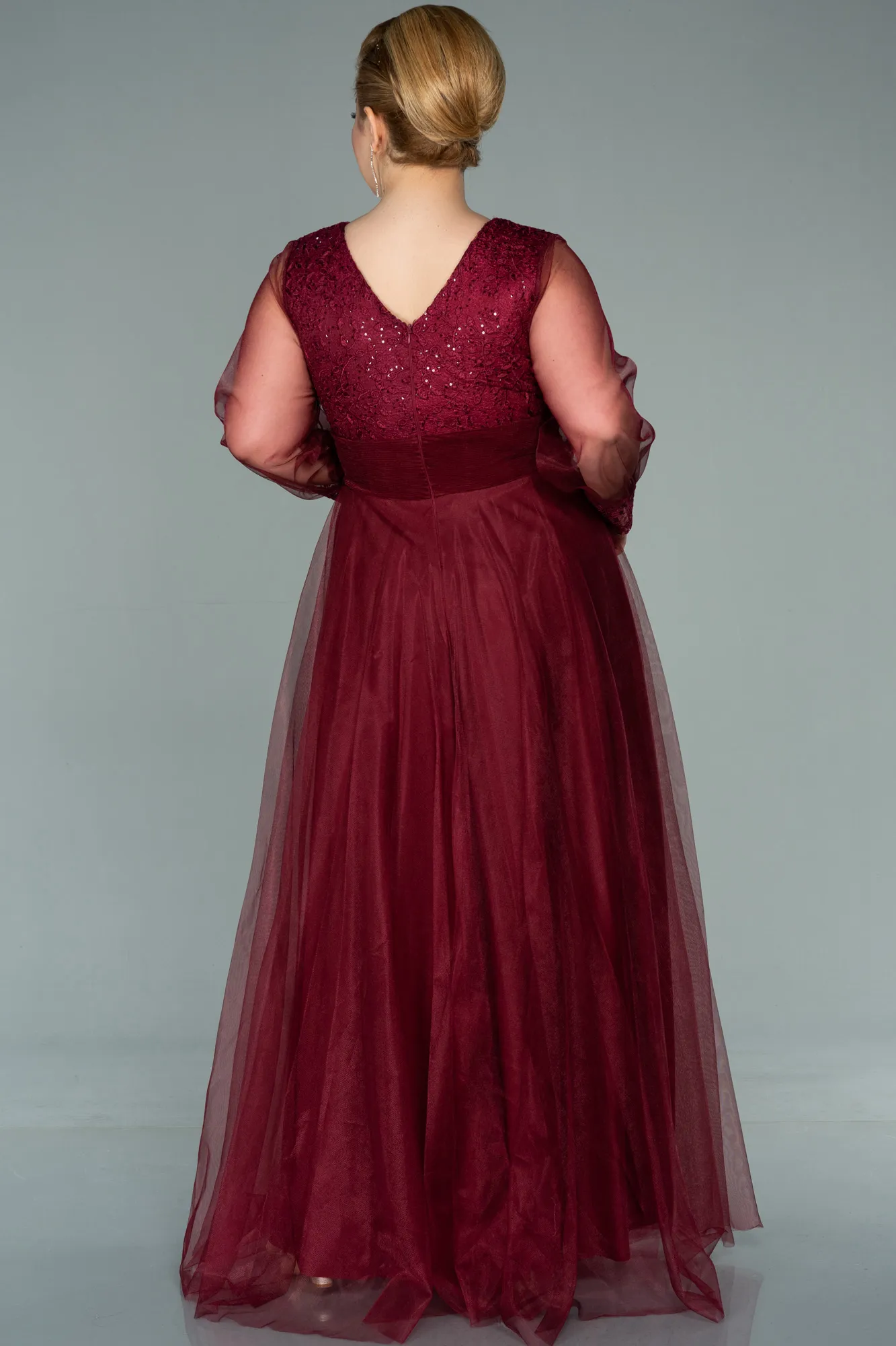 Burgundy-Long Plus Size Evening Dress ABU2196