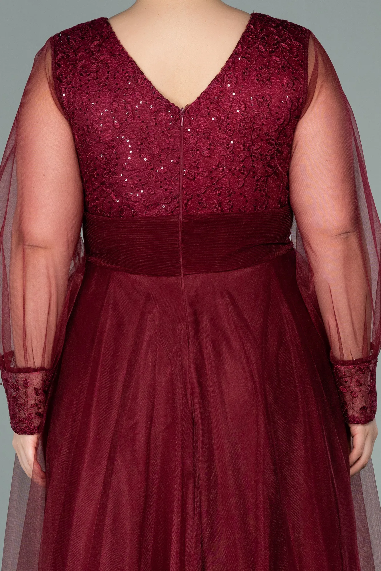 Burgundy-Long Plus Size Evening Dress ABU2196