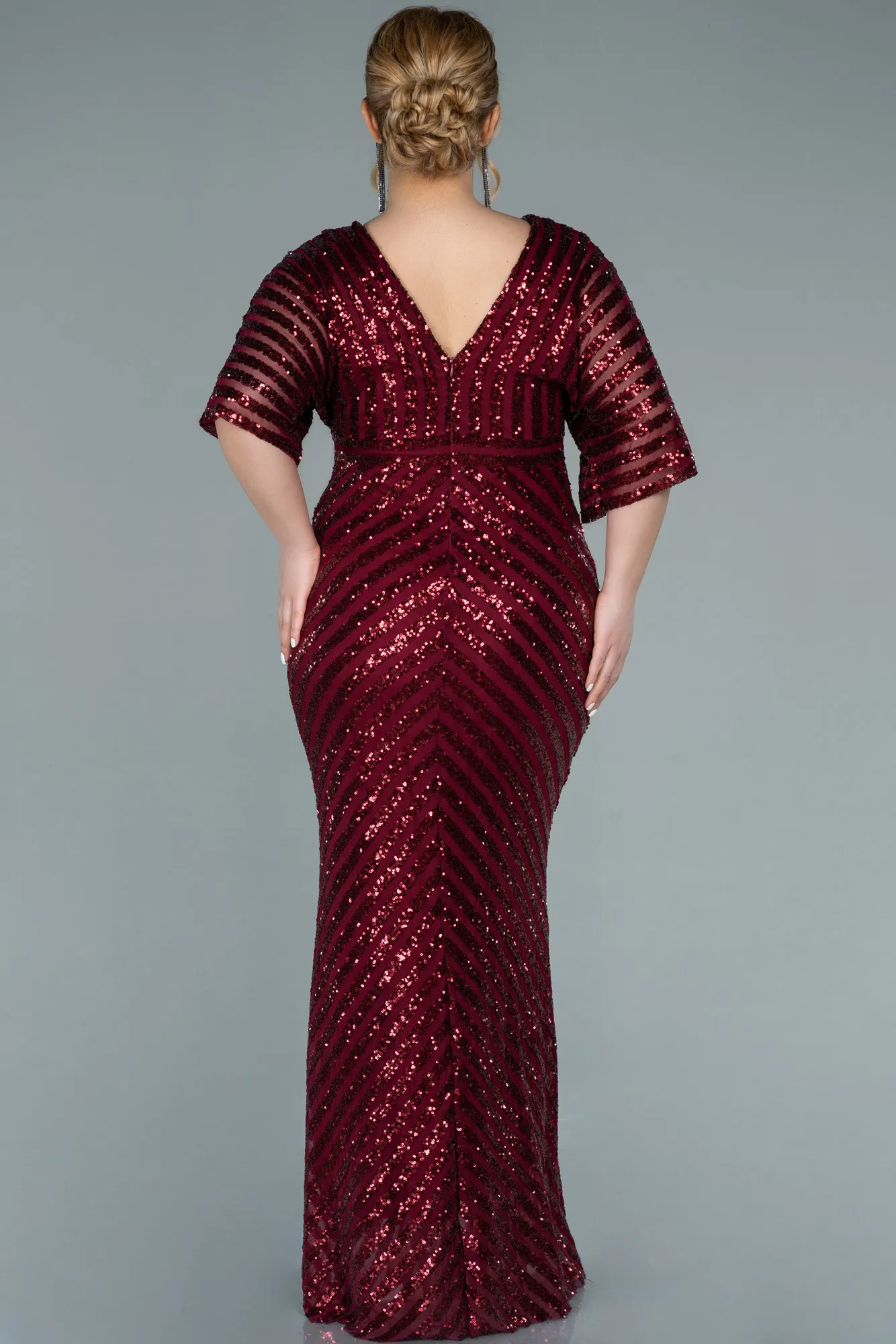 Burgundy-Long Plus Size Evening Dress ABU2309