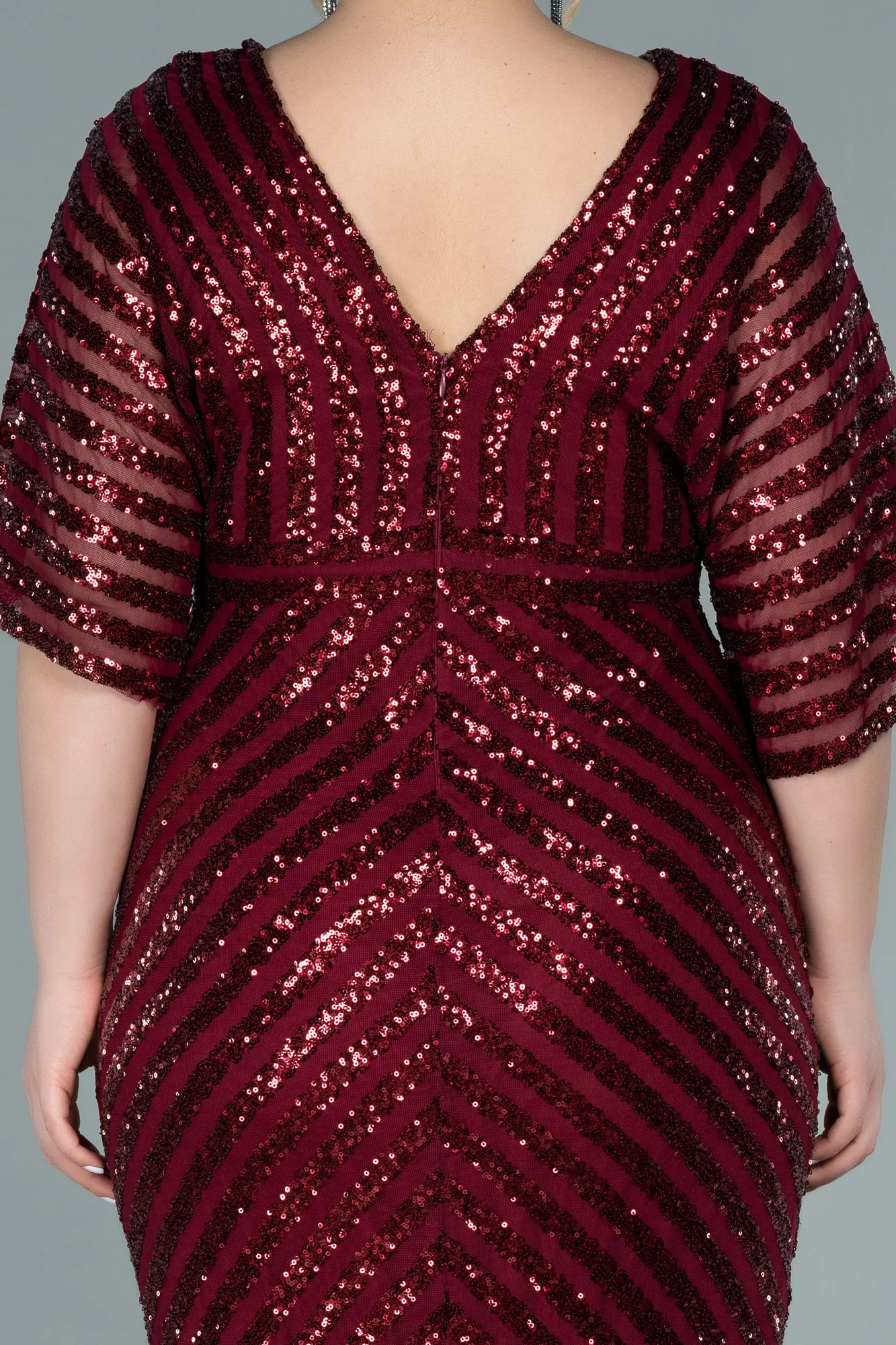 Burgundy-Long Plus Size Evening Dress ABU2309