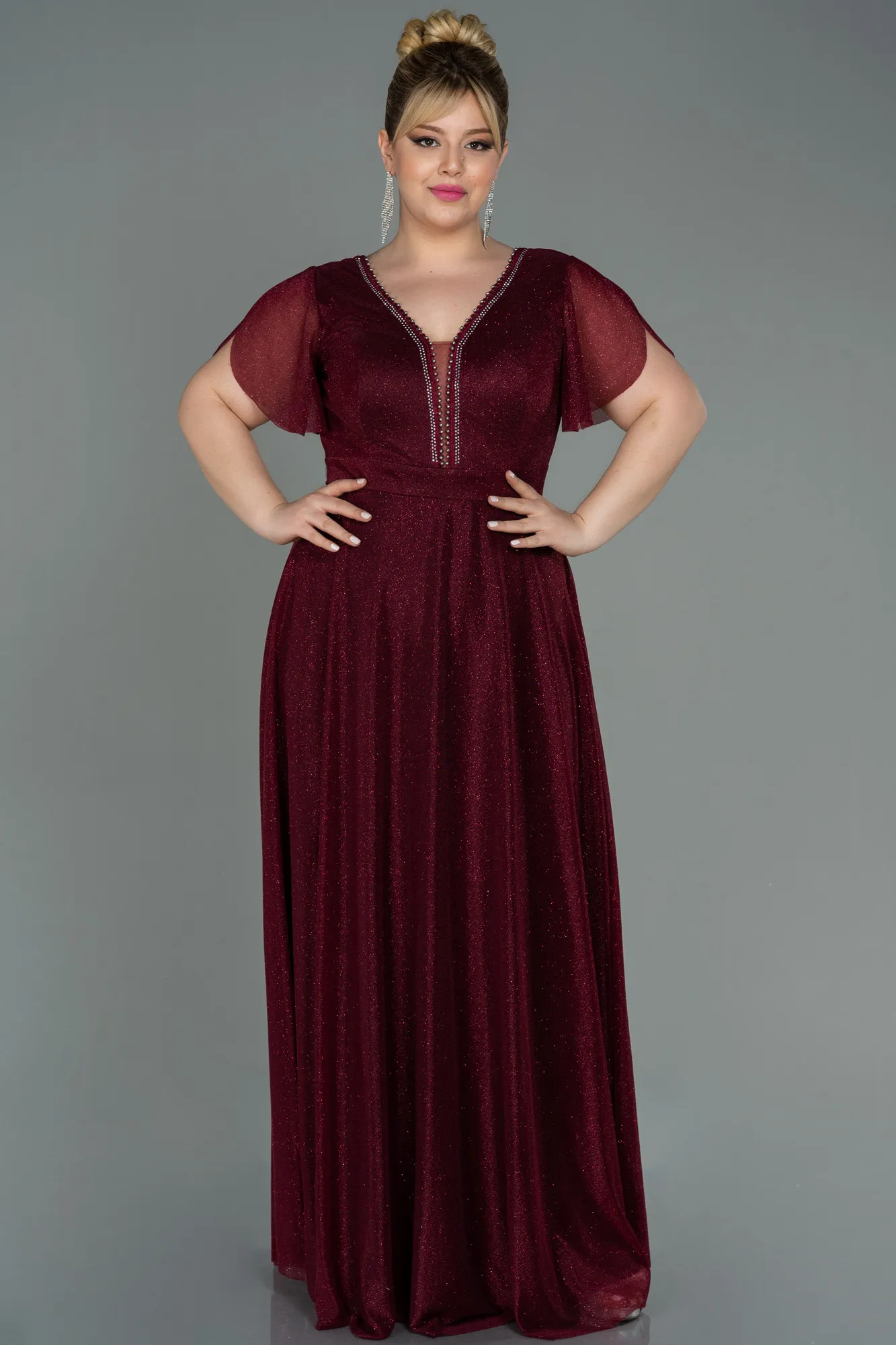 Burgundy-Long Plus Size Evening Dress ABU2310