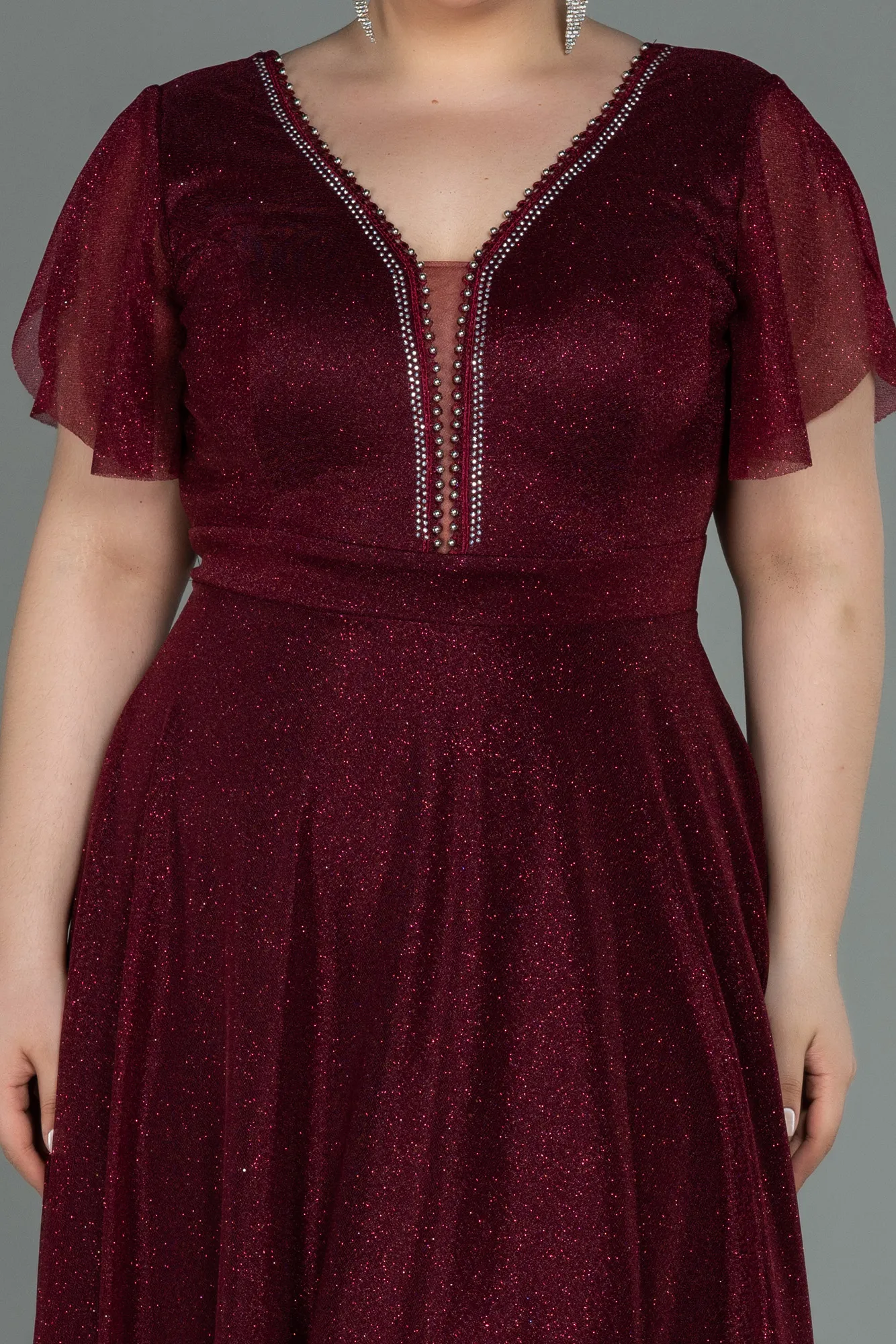 Burgundy-Long Plus Size Evening Dress ABU2310