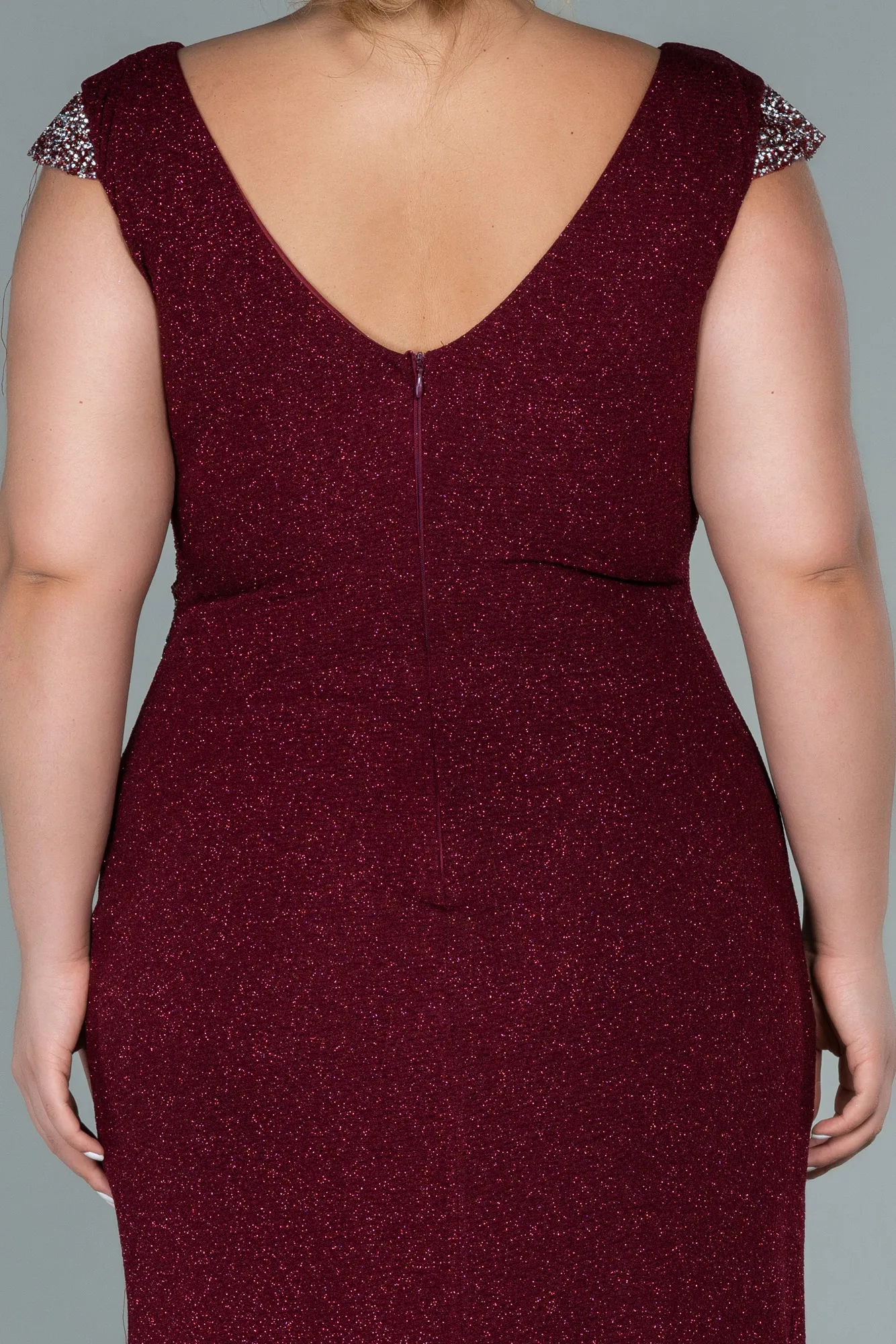 Burgundy-Long Plus Size Evening Dress ABU2438