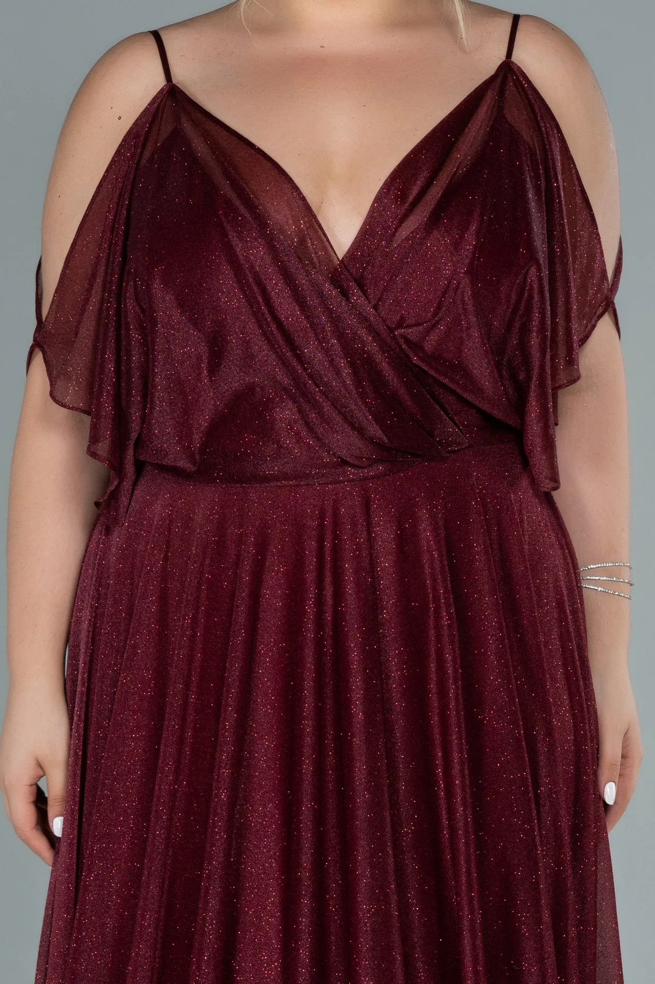 Burgundy-Long Plus Size Evening Dress ABU2487