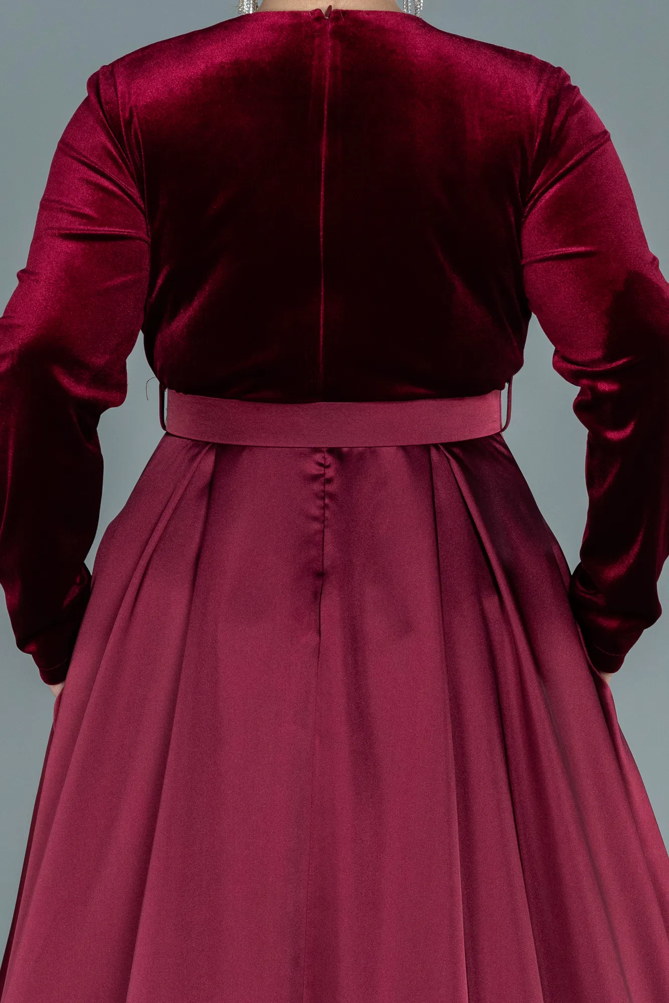 Burgundy-Long Plus Size Evening Dress ABU2615