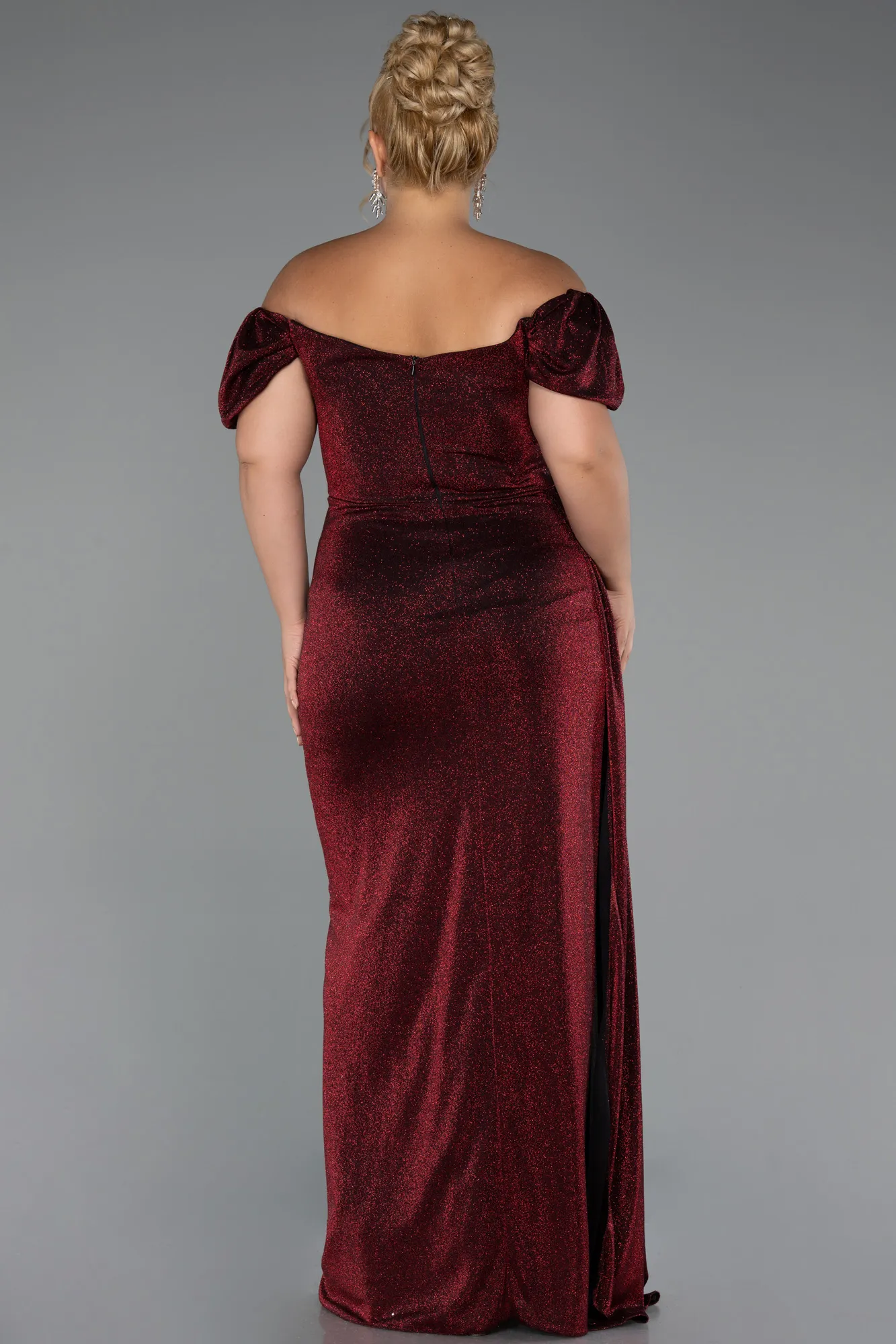 Burgundy-Long Plus Size Evening Dress ABU2658