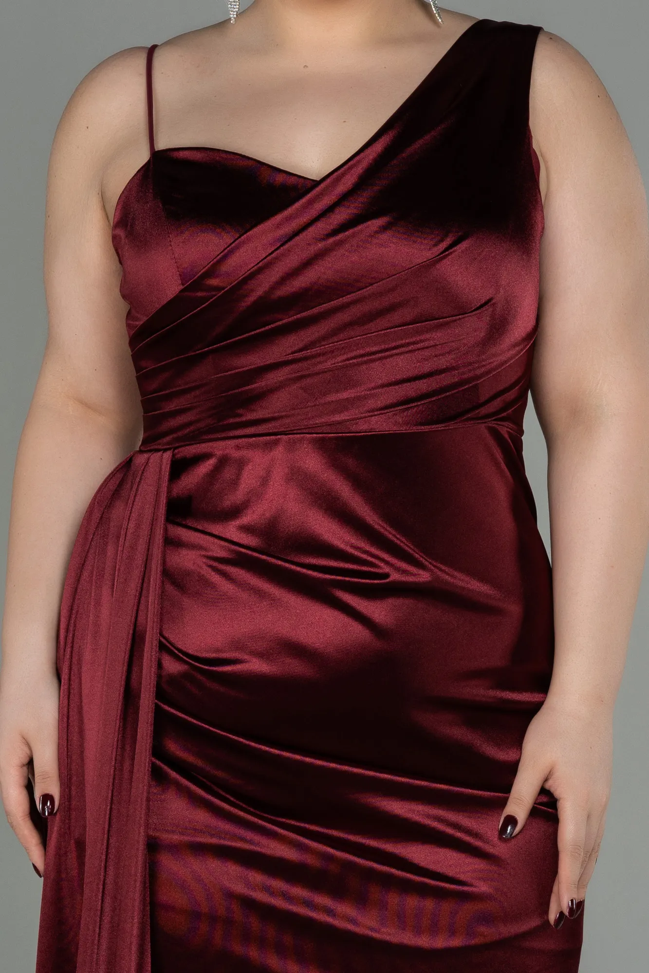 Burgundy-Long Plus Size Evening Dress ABU2932