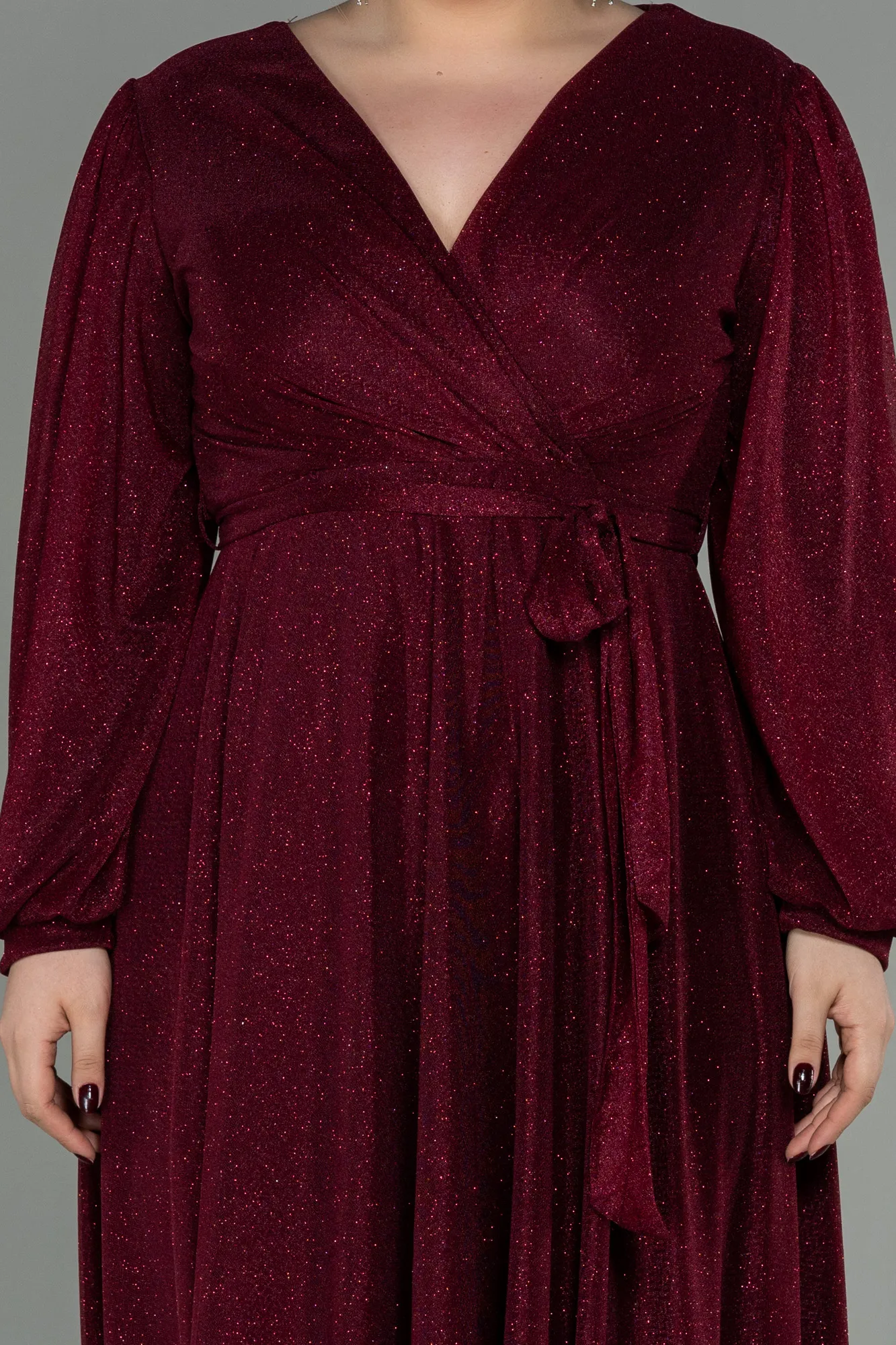 Burgundy-Long Plus Size Evening Dress ABU2962