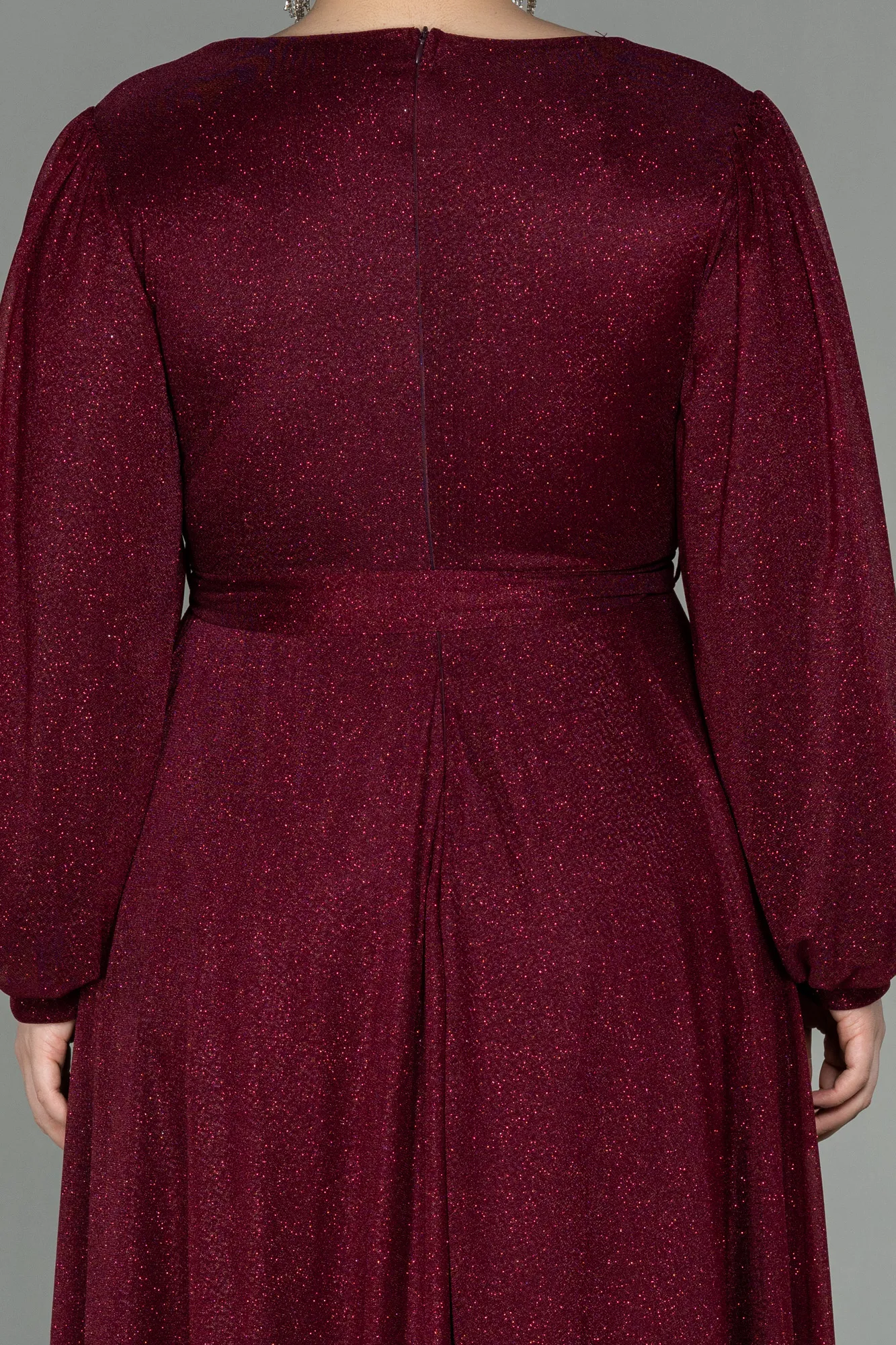 Burgundy-Long Plus Size Evening Dress ABU2962